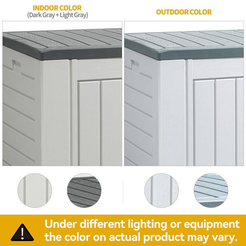 DWVO XL 160 Gallon Large Deck Box - Waterproof Outdoor Storage Container for Patio Furniture Cushions, Garden Tools, Pool Toys & Supplies - Weather-Resistant Resin with Lockable Lid - Light Grey - Perfect for Backyard, Deck, and Poolside Organization