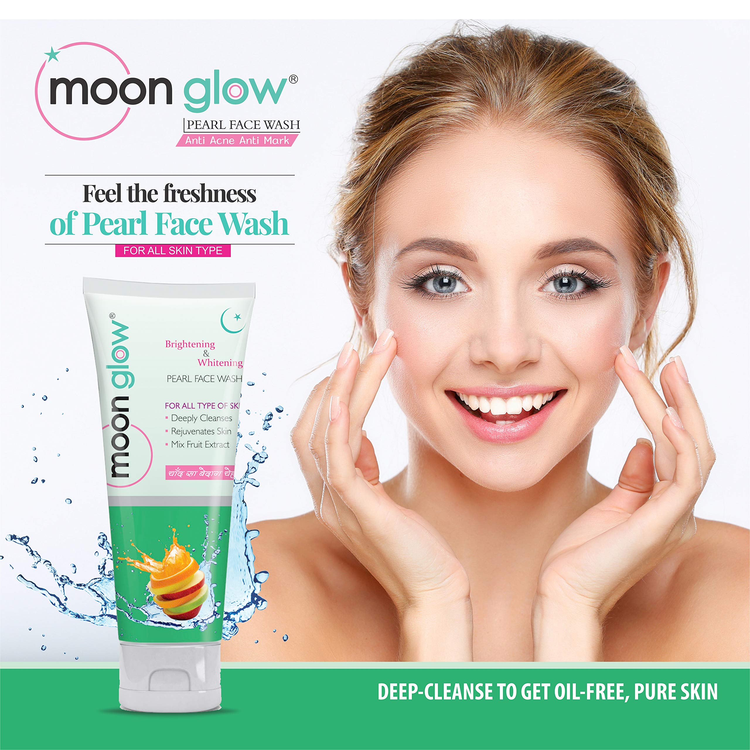 Moon Glow Pearl Face Wash for Acne & Anti-Aging - Reduces Stretch Marks, Dark Circles & Blemishes - Brightening Facial Cleanser (3 x 60g) - Perfect for Daily Skincare Routine & Nighttime Regimen