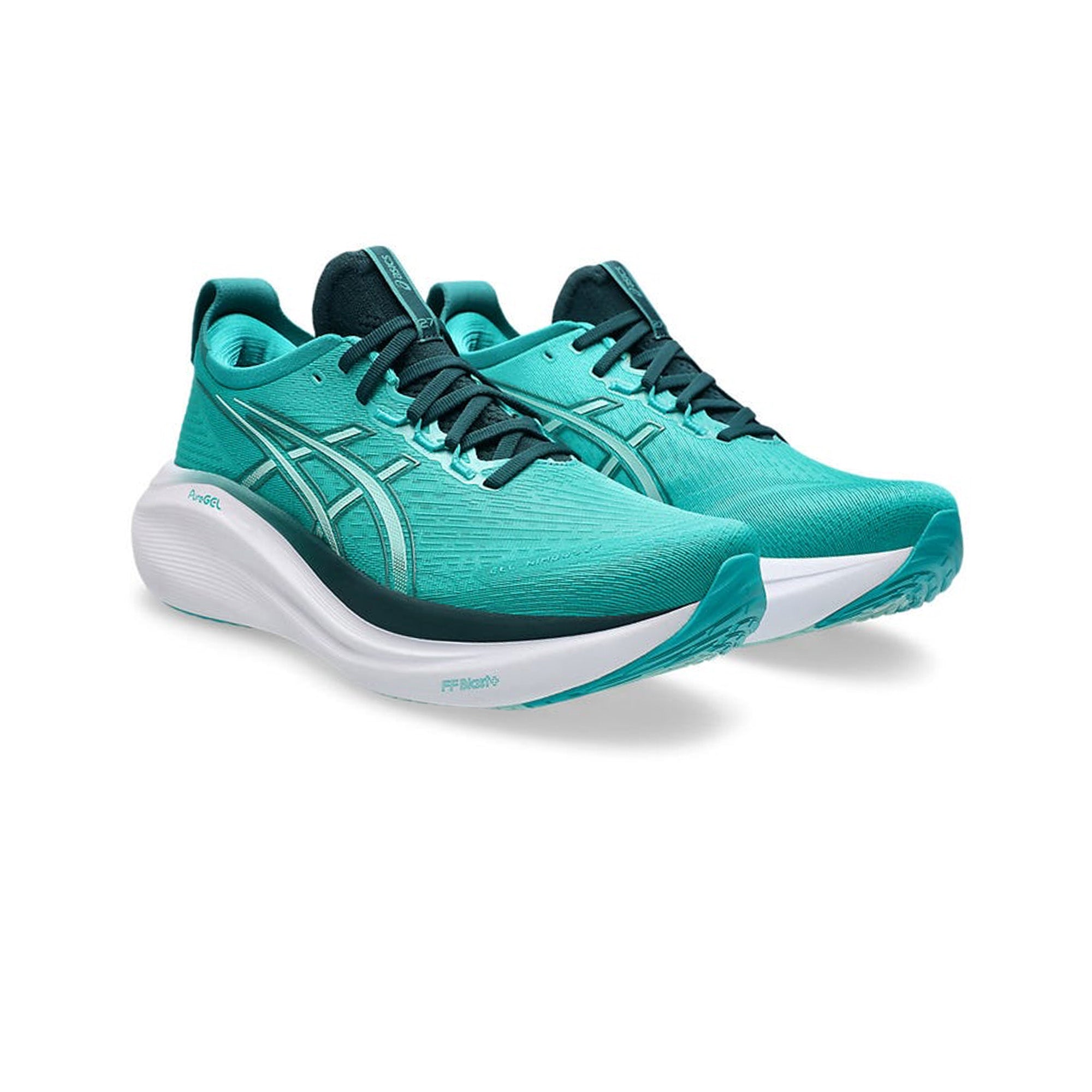 ASICS Gel Nimbus 27 Running Shoes for Men & Women - Lightweight Cushioned Sneakers in Wave Teal/Saxon Green (2025) | Perfect for Marathon Training, Jogging & Gym Workouts