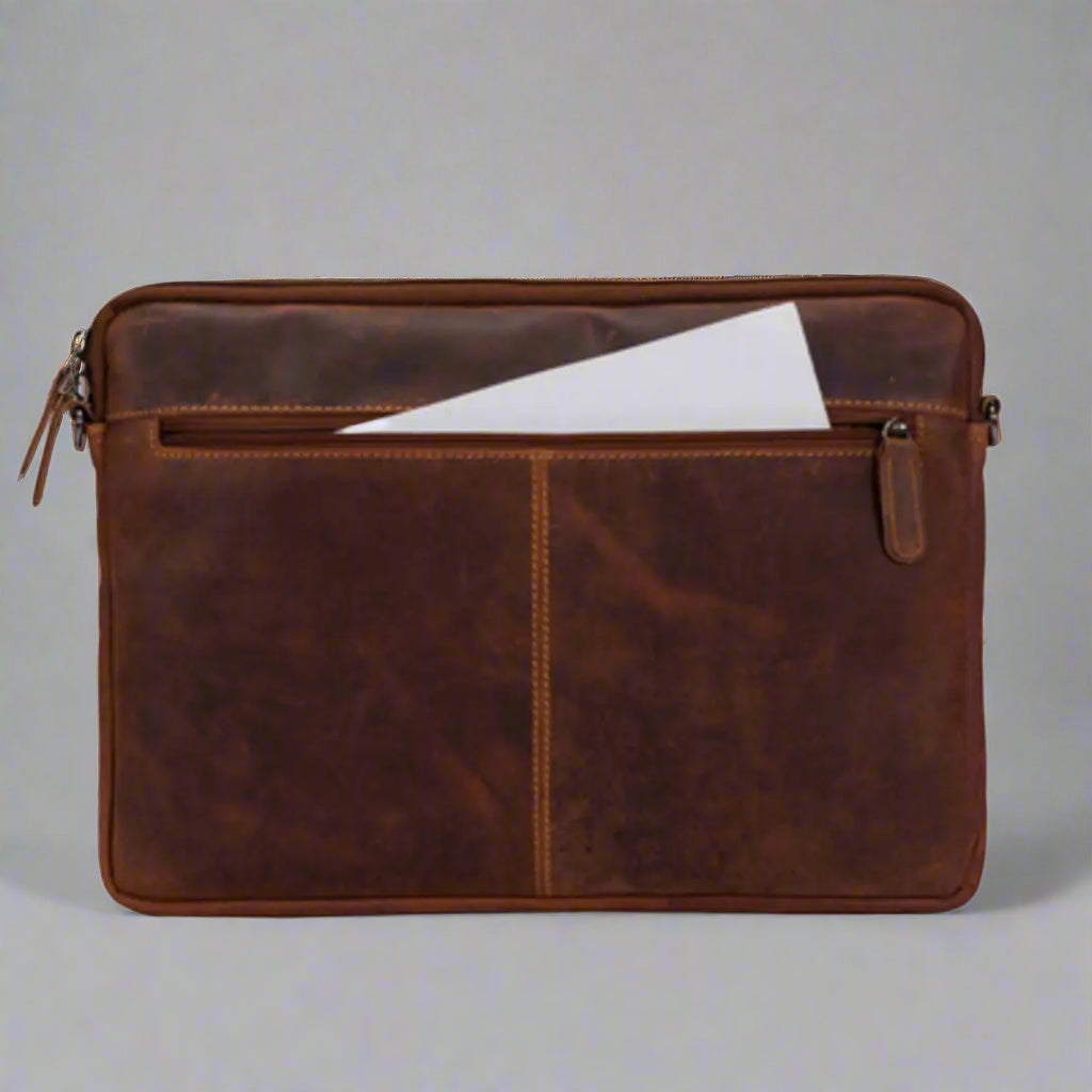 Premium Genuine Leather Laptop Sleeve for MacBook & Notebook - 13-15.6 Inch Protective Case | Business, Travel & College Essential | Greenwood Leather Montreal Collection