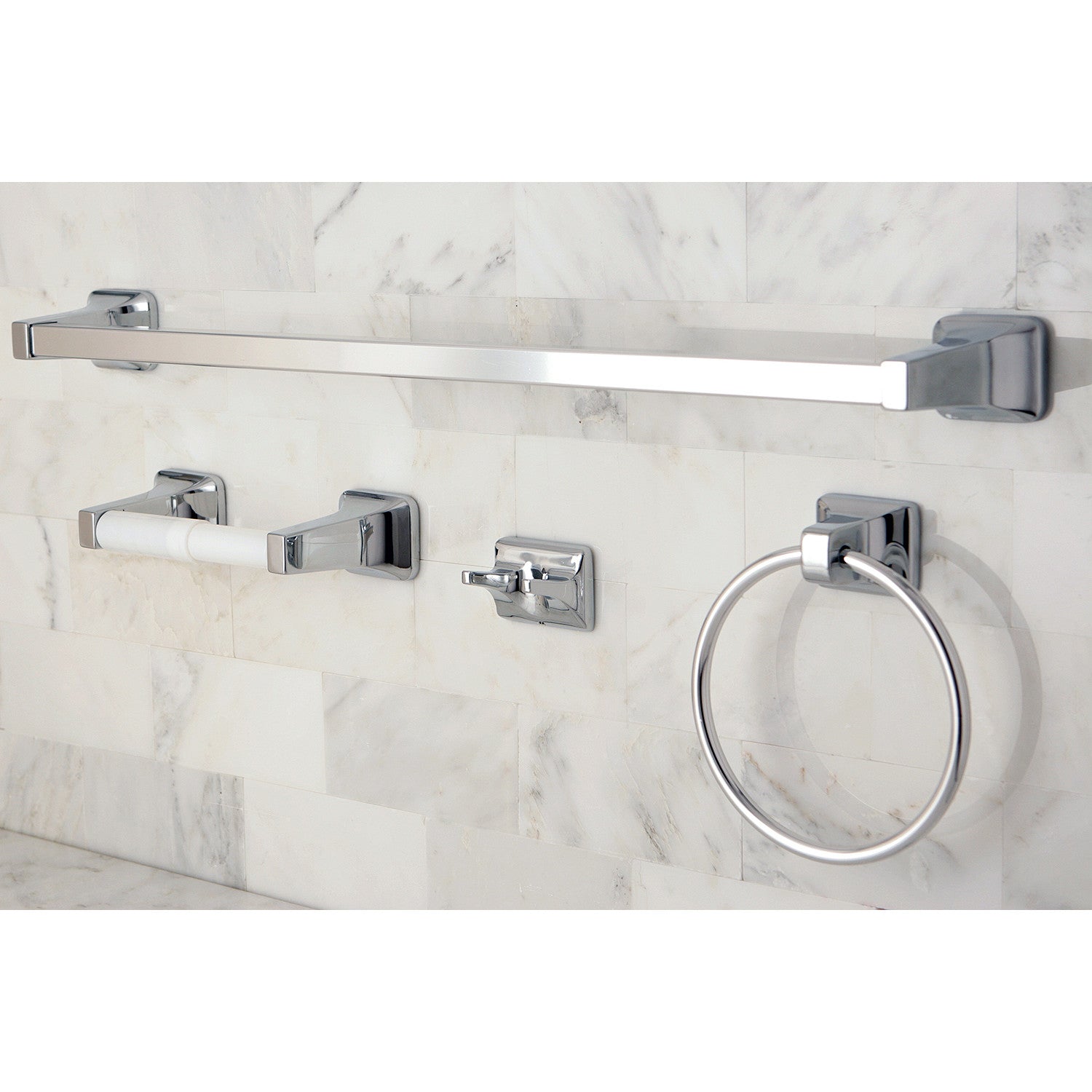 Americana BA0104C 4-Piece 24-Inch Chrome Towel Bar Set - Bathroom Hardware Accessories for Modern Homes, Spa & Guest Bathrooms