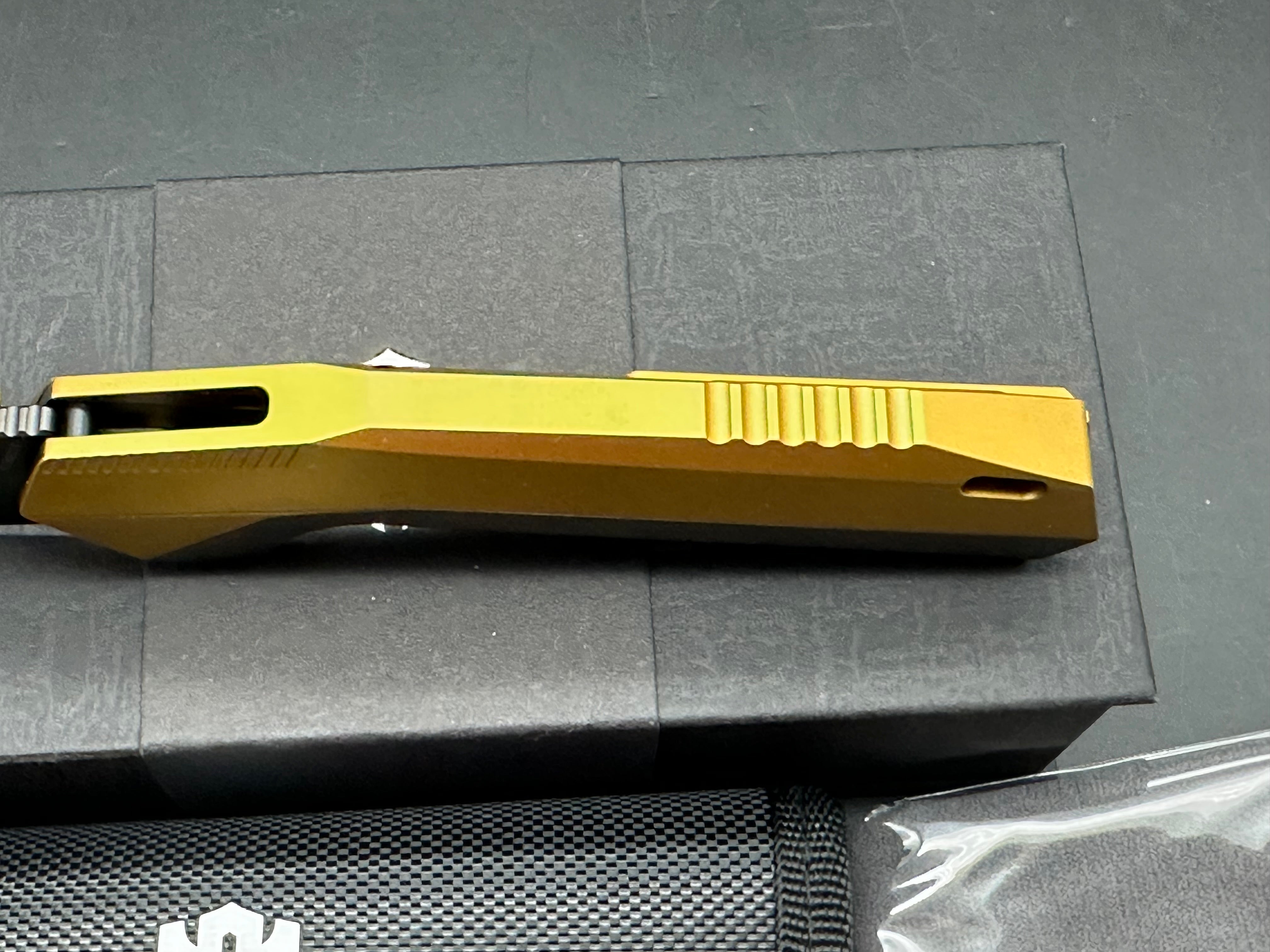 REMETTE RT WK1 G Folding Pocket Knife - Black DLC/Gold Titanium Handle, M390 Steel Drop Point Blade - EDC, Camping, Hunting & Outdoor Survival Tool
