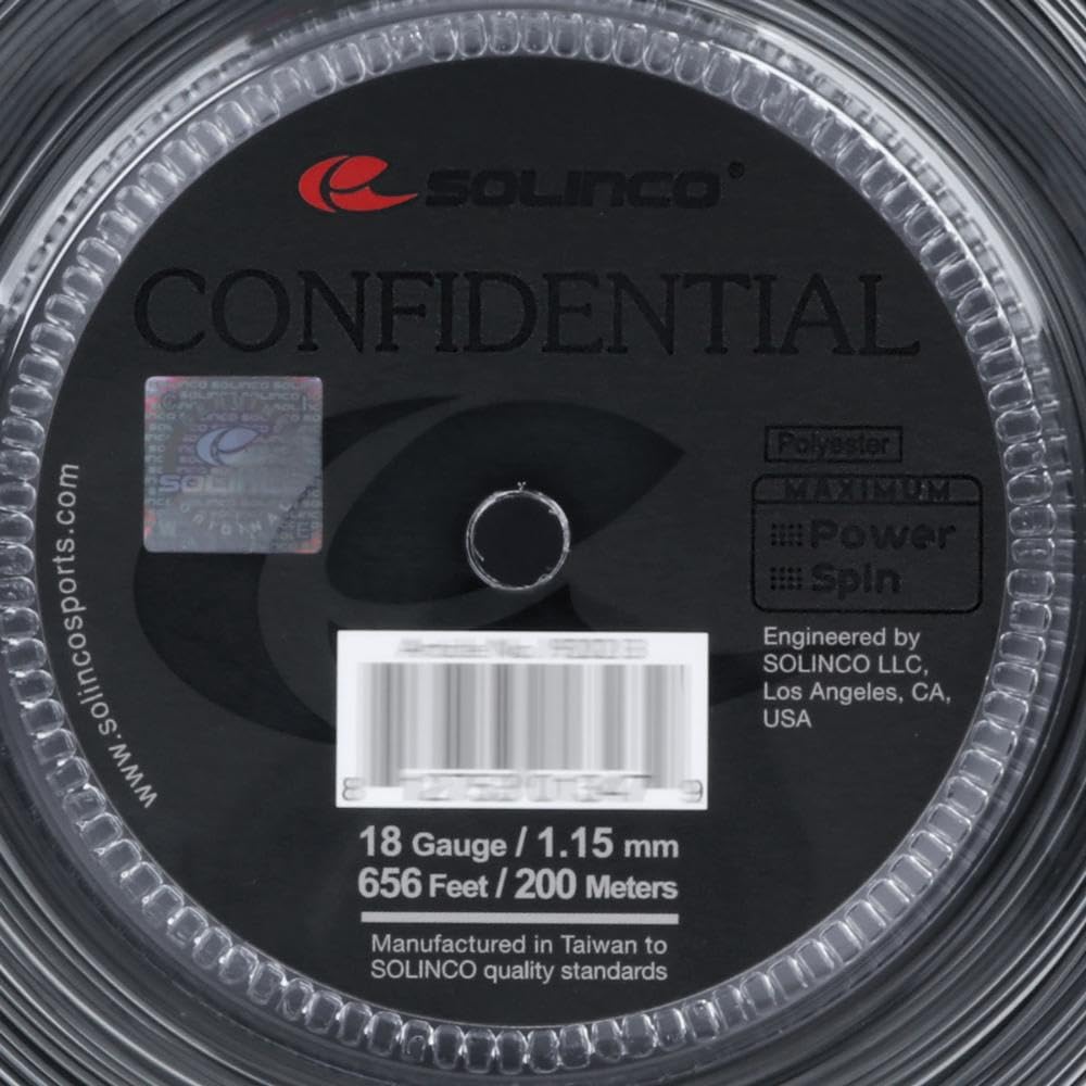Solinco Confidential Tennis String Reel 656ft/200m - High Performance Polyester String for Tennis Rackets | Perfect for Competitive Play & Stringing Professionals