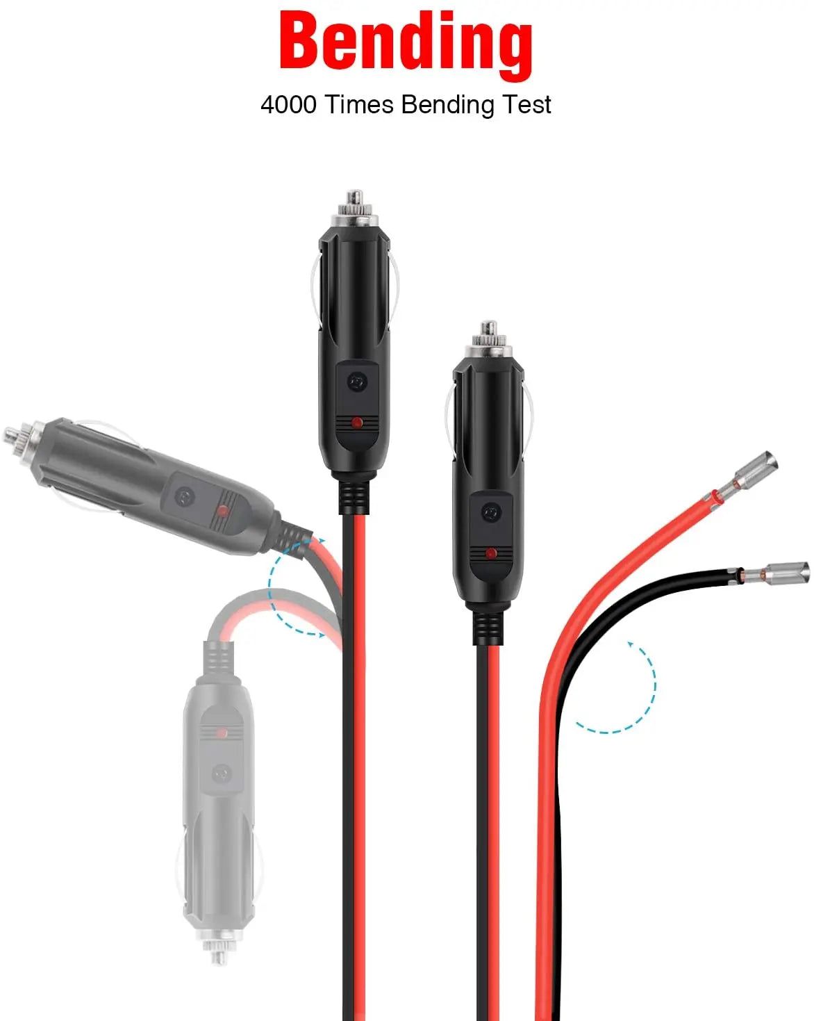 2PCS Cigarette Lighter Male Plug Extension Cable - 12V Car Power Adapter for Phone Charger, GPS & Dash Cam - Perfect for Road Trips & Camping