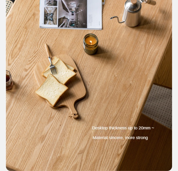 Solid Oak & Ash Wood Rectangular Dining Table - Rustic Log Style for Farmhouse, Cabin & Country Home Decor