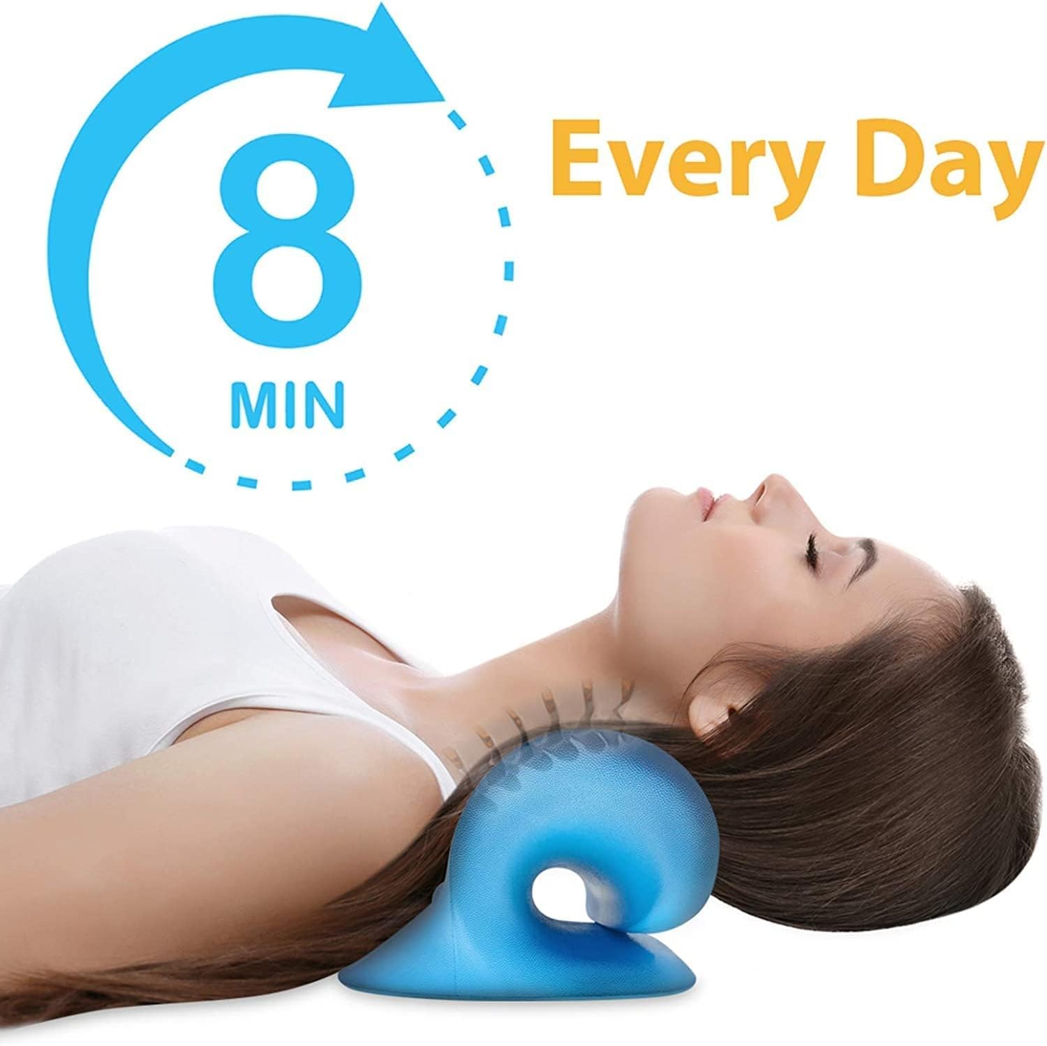 LRK Neck & Shoulder Relaxer Pillow - Orthopedic Cervical Traction Support for Neck Pain Relief - Chiropractic Ergonomic Stretcher with Silicone Padding (Multicolor) - Perfect for Office, Travel & Home Use