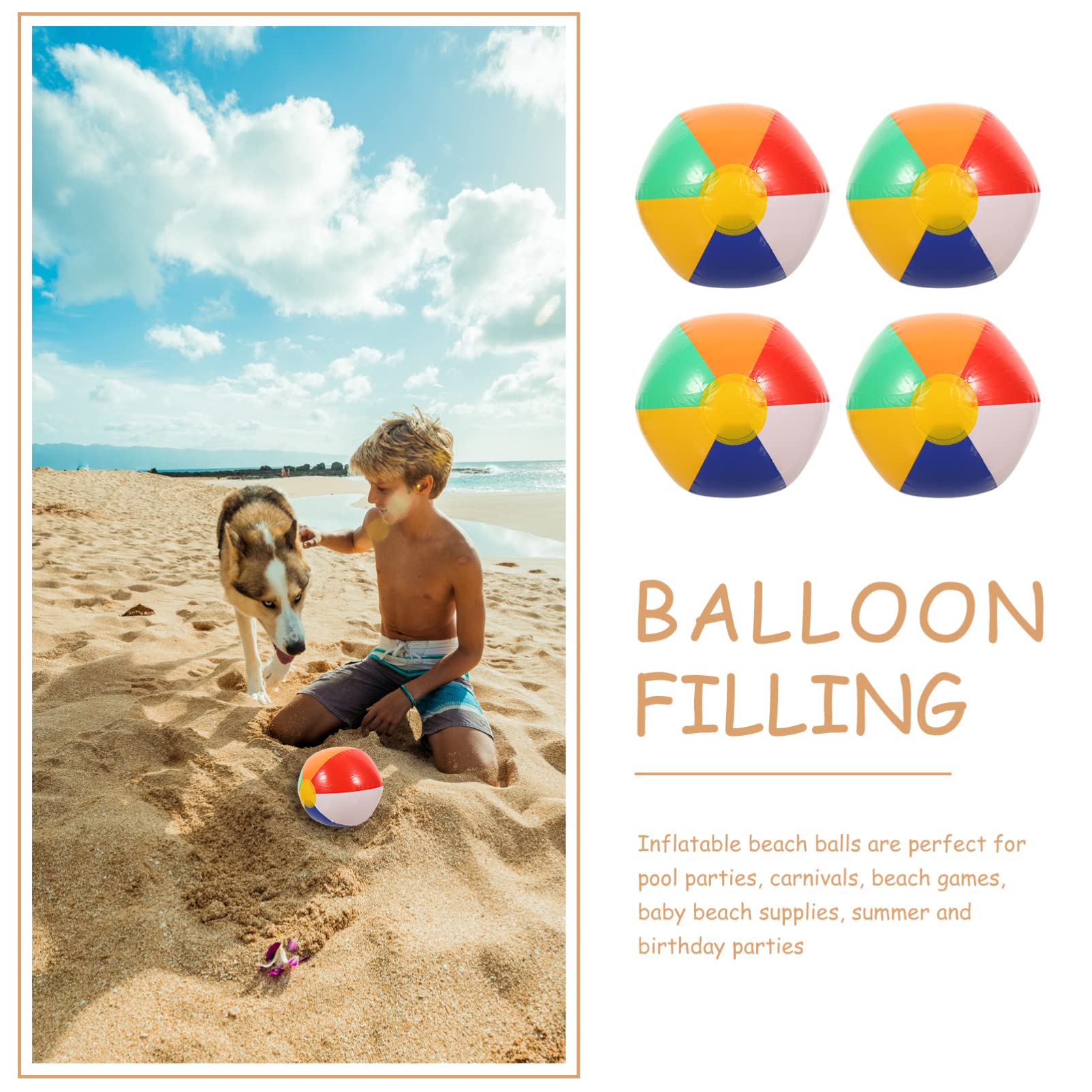 iBasenice 4-Piece Giant Inflatable Beach Ball Set for Kids - Outdoor Pool, Water Play & Jumping Toys - PVC Durable Swimming Pool Floats - Perfect for Beach, Backyard & Summer Parties