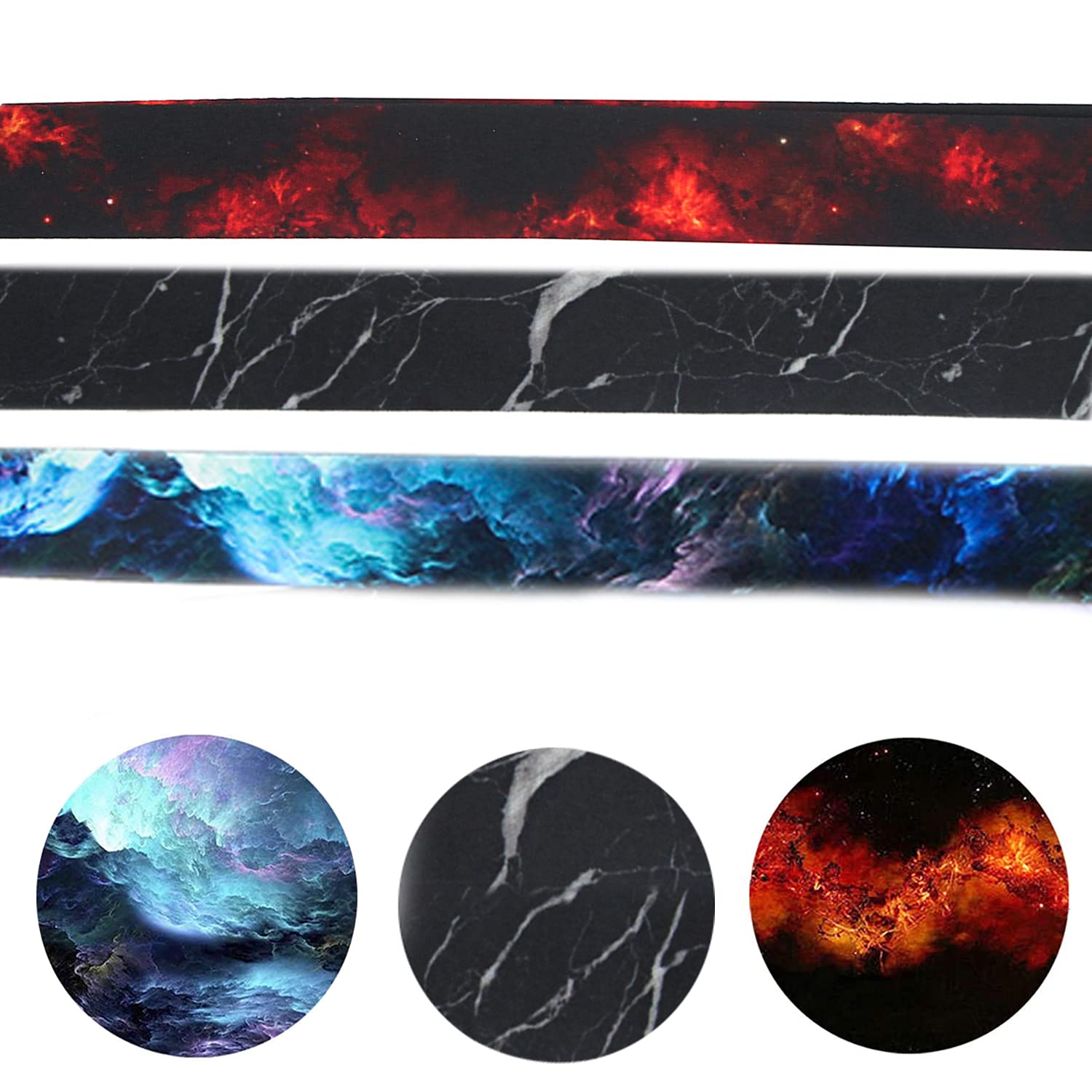 DMLSKY 3-Pack Galaxy Lanyards for Keys & ID Badges - Black Red Purple for Work & Events