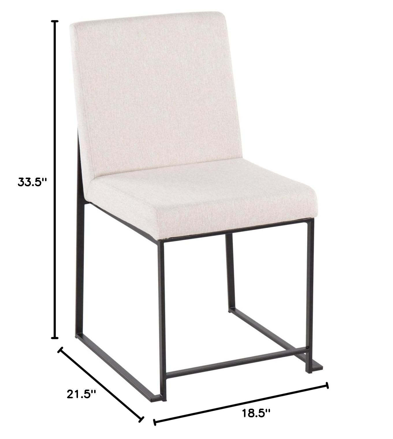 LumiSource High Back Fuji Dining Chair Set of 2 - Modern Upholstered Kitchen Chairs for Dining Table - Comfortable Contemporary Seating for Home, Restaurant & Office Use