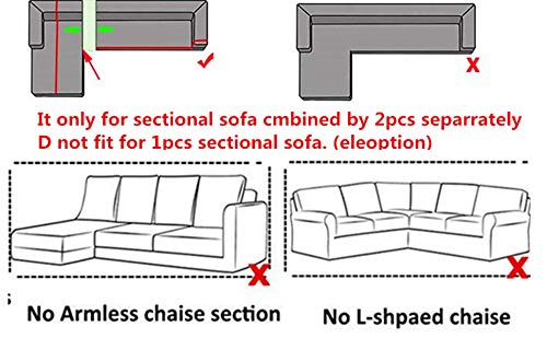 ELEOPTION 2-Piece Stretch Fabric Sectional Sofa Slipcover - Universal L-Shaped Couch Cover Protector with Gift Pillow (Pure Beige, Fits 4+3 Seater) | Perfect for Living Room, Family Room & Home Theater Furniture Protection