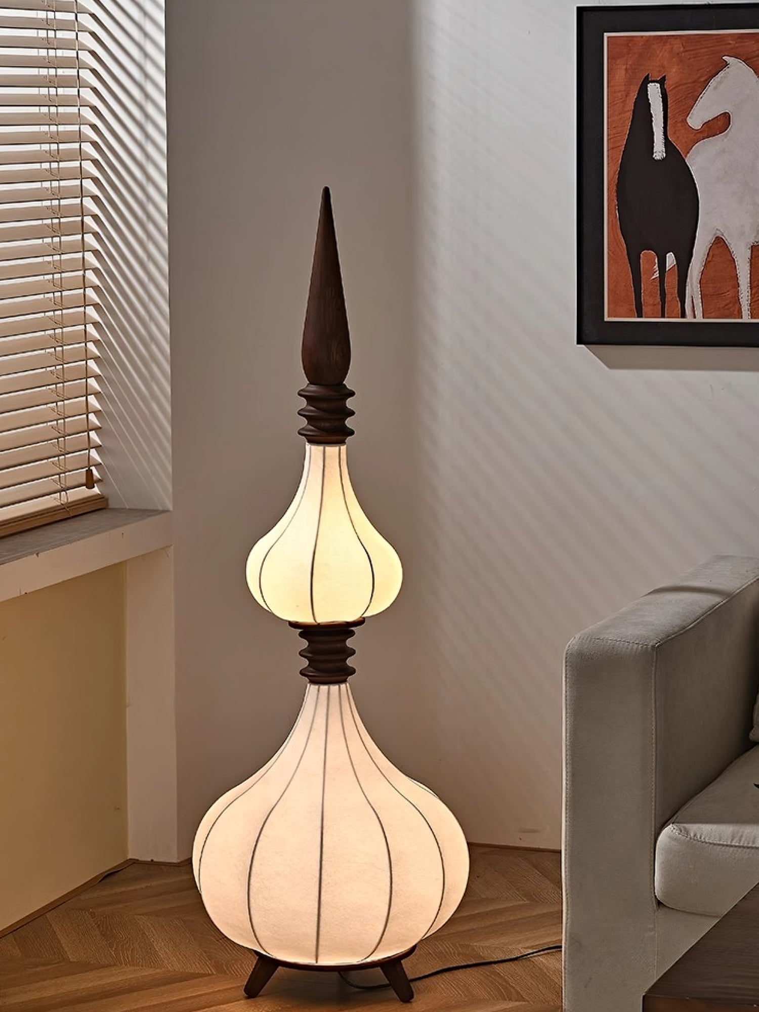 Modern Cassia Floor Lamp - Adjustable Height LED Standing Light for Living Room, Bedroom & Office - Warm White & Cool White Dimmable Lighting for Reading & Relaxation