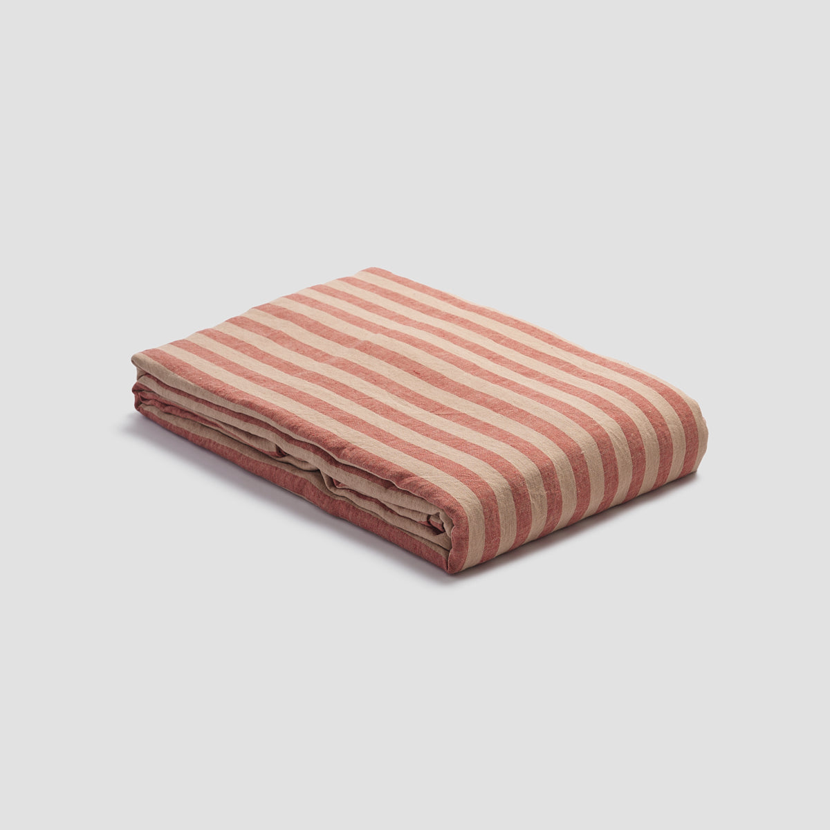 Sandstone Red Pembroke Stripe Linen Blend Duvet Cover Set - Queen Size 100% Washed Cotton Bedding for Cozy & Breathable Sleep - Perfect for Modern & Farmhouse Bedroom Decor