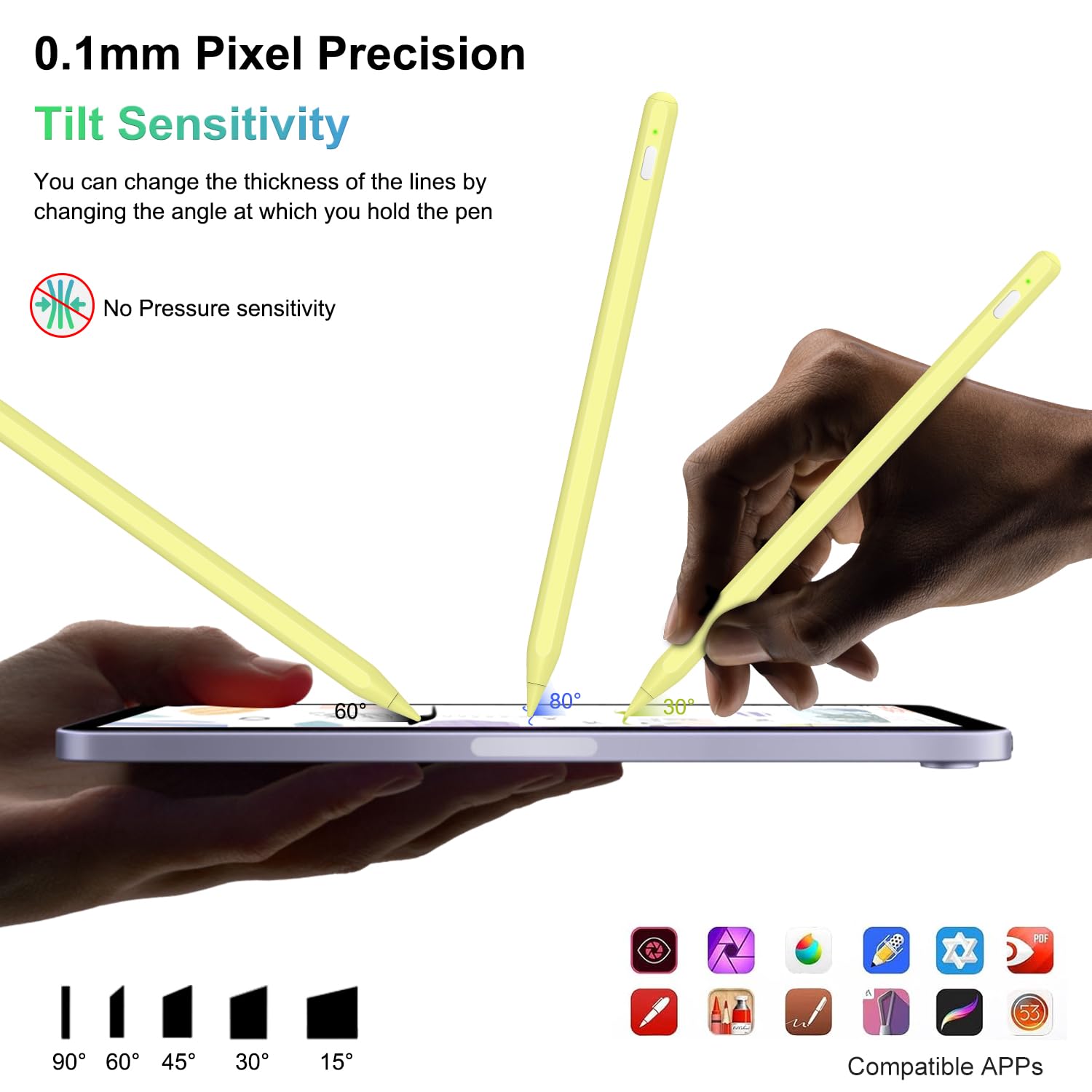 2nd Gen Magnetic Wireless Charging Stylus Pen for iPad - Tilt Sensitivity & Palm Rejection, Compatible with iPad Pro 11