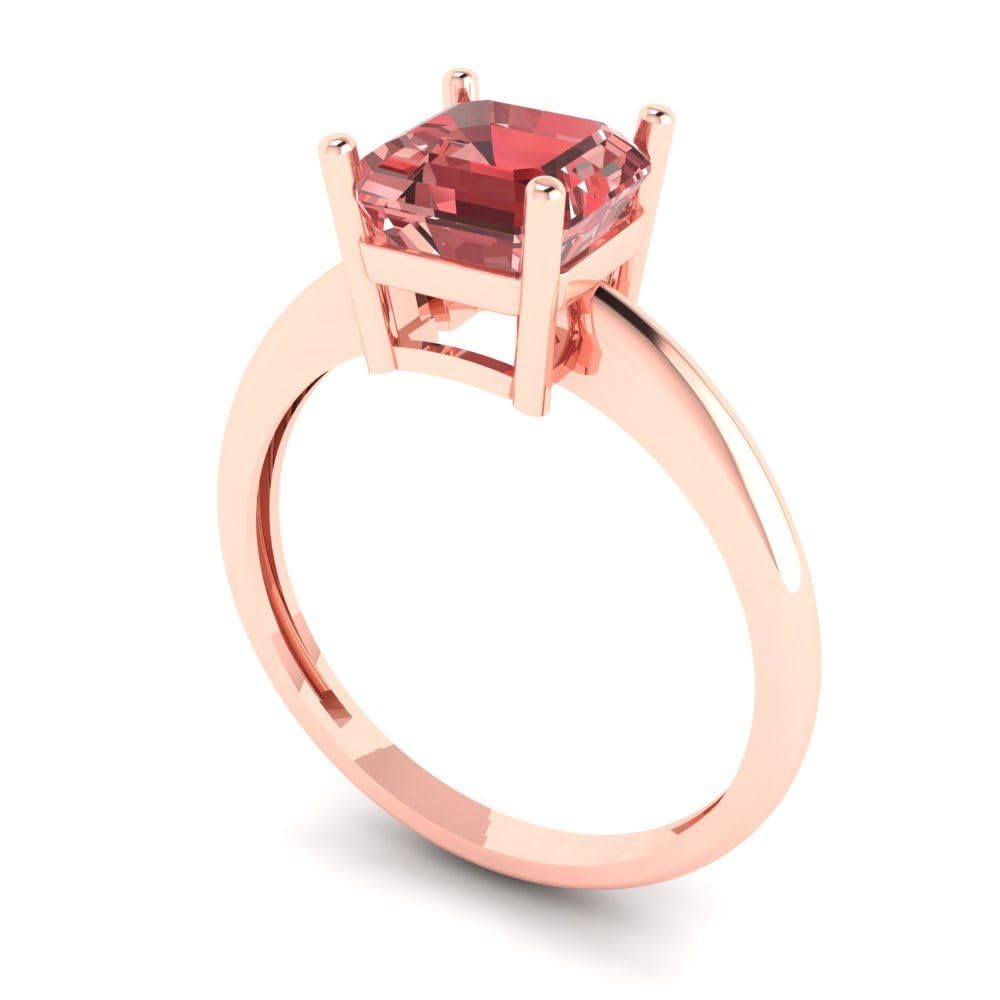 1.50 ct Asscher Cut Natural Garnet Solitaire Engagement Ring - 14k Rose Gold Wedding Band for Bridal, Anniversary & Special Occasions