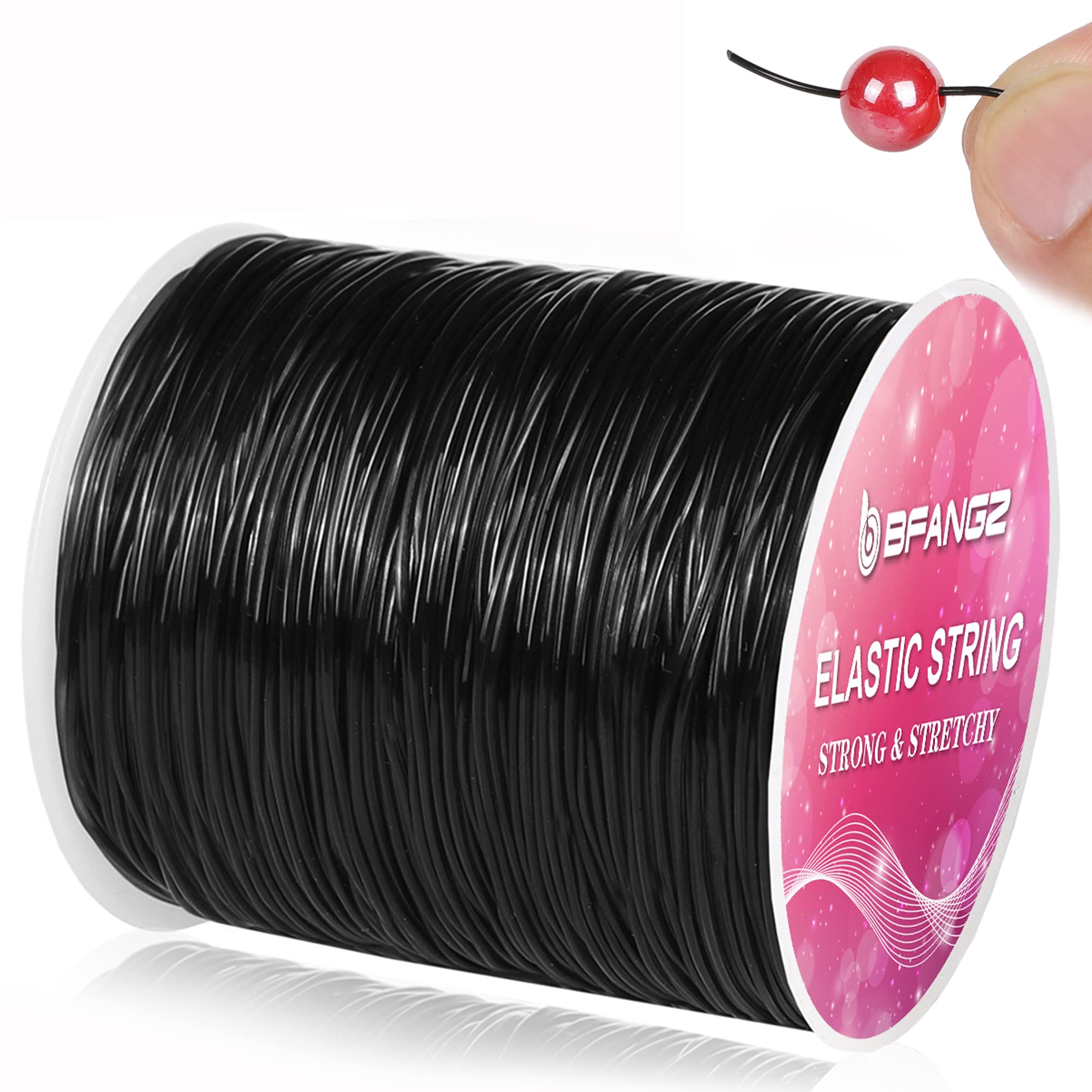 BFANGZ 0.8mm 100M Elastic String for Jewelry Making - Stretch Crystal Beading Cord for Bracelets, Necklaces & DIY Crafts - Durable Stretchy Thread for Beading Supplies (Black) - Perfect for Handmade Jewelry, Friendship Bracelets & Craft Projects