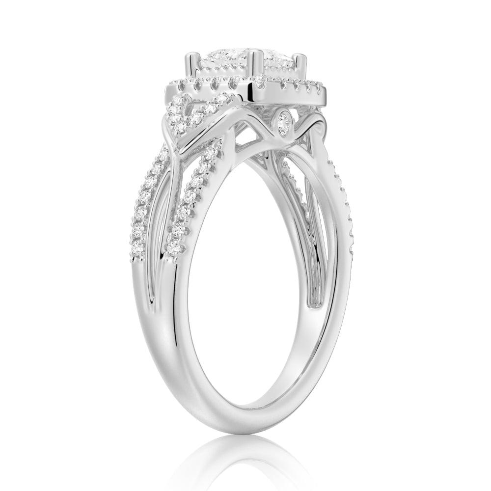 Vintage Princess Cut Moissanite Engagement Ring with Infinity Band - Perfect for Proposals, Anniversaries & Romantic Occasions