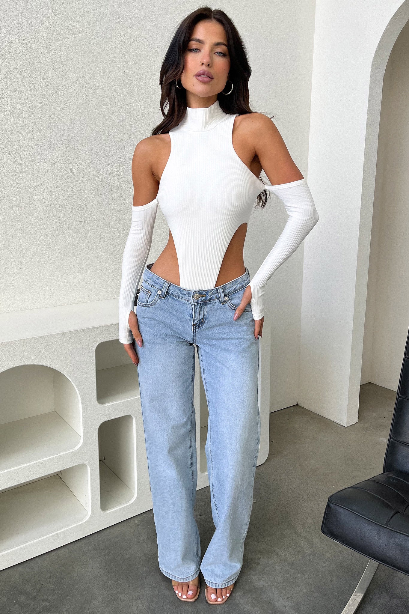 Ellidy Women's White Bodysuit - Seamless Stretchy Comfort Fit for Everyday Wear, Layering & Special Occasions