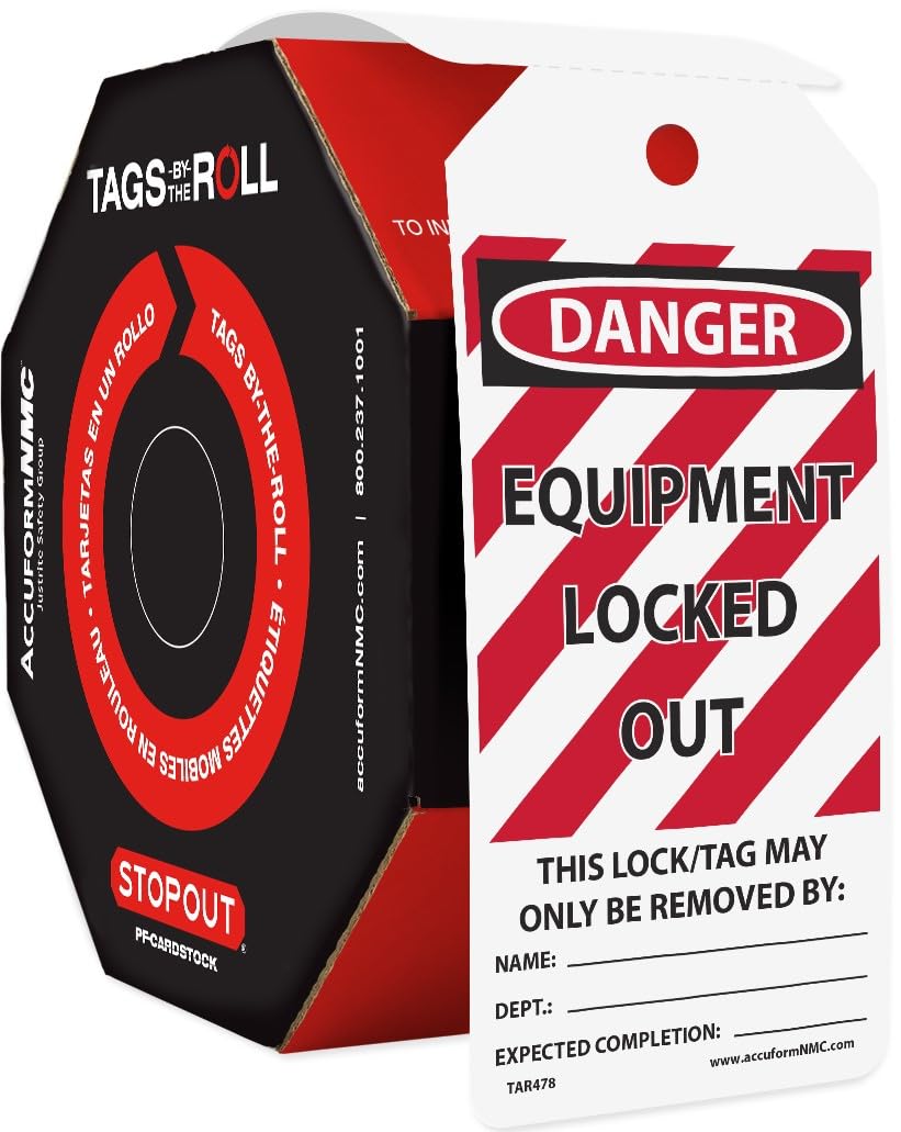 Accuform NMC 250 Lockout Tags by The Roll - OSHA Compliant Danger Do Not Operate Equipment Tags | 6.25