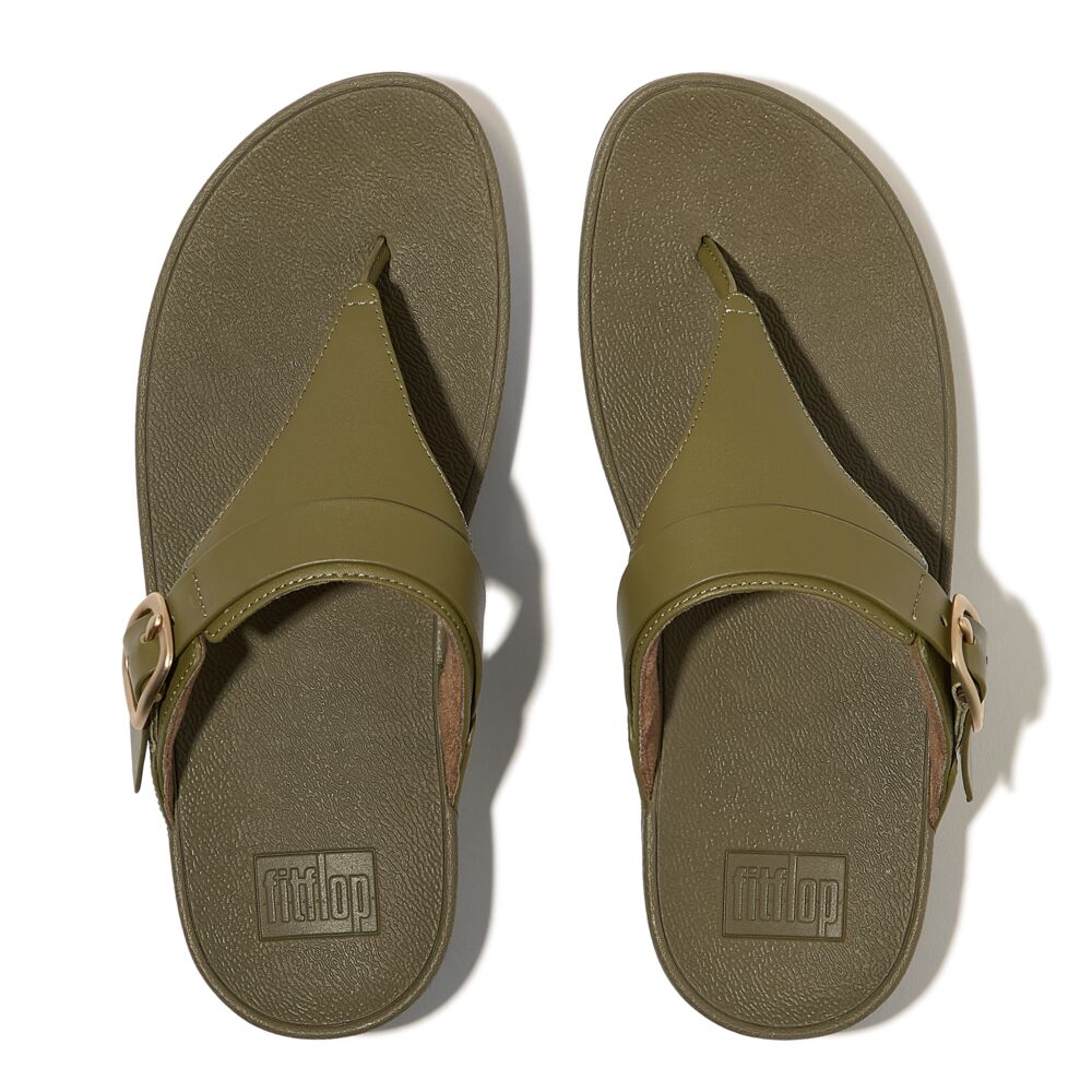 FitFlop Lulu Adjustable Leather Sandals for Women - Camo Green Slip-On Comfort Shoes | Perfect for Walking, Travel & Summer Outfits