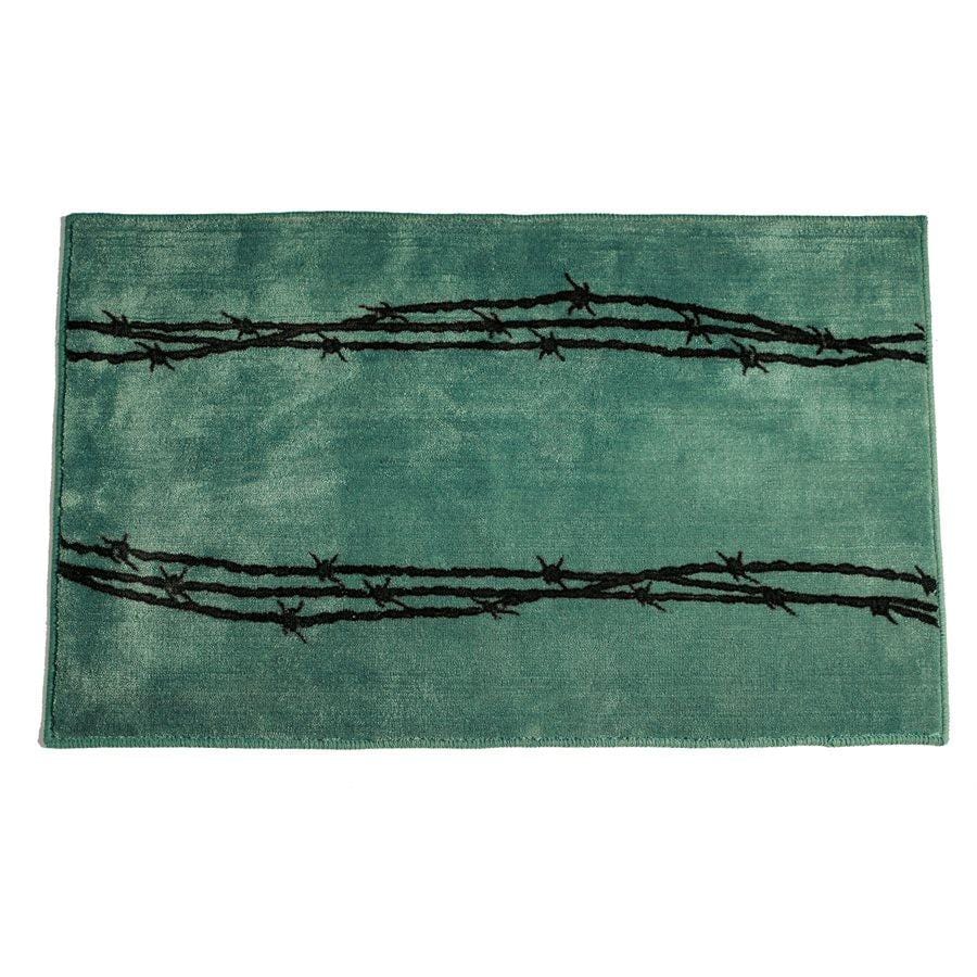 Turquoise Barbwire Non-Slip Kitchen and Bathroom Rug - Soft Absorbent Mat for Bath, Shower, Sink, and Vanity Areas