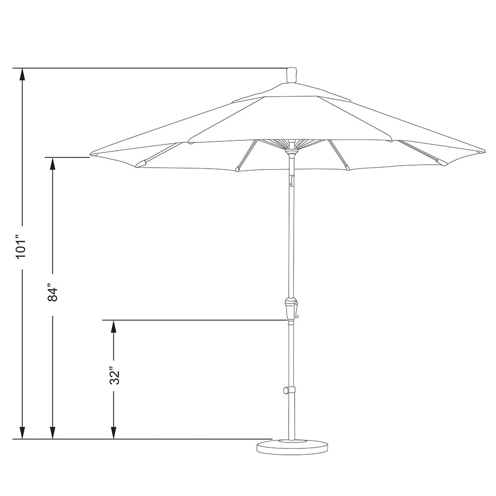 9' Aluminum Market Umbrella with Crank Lift & Auto Tilt - Sunbrella Natural for Patio & Outdoor Dining