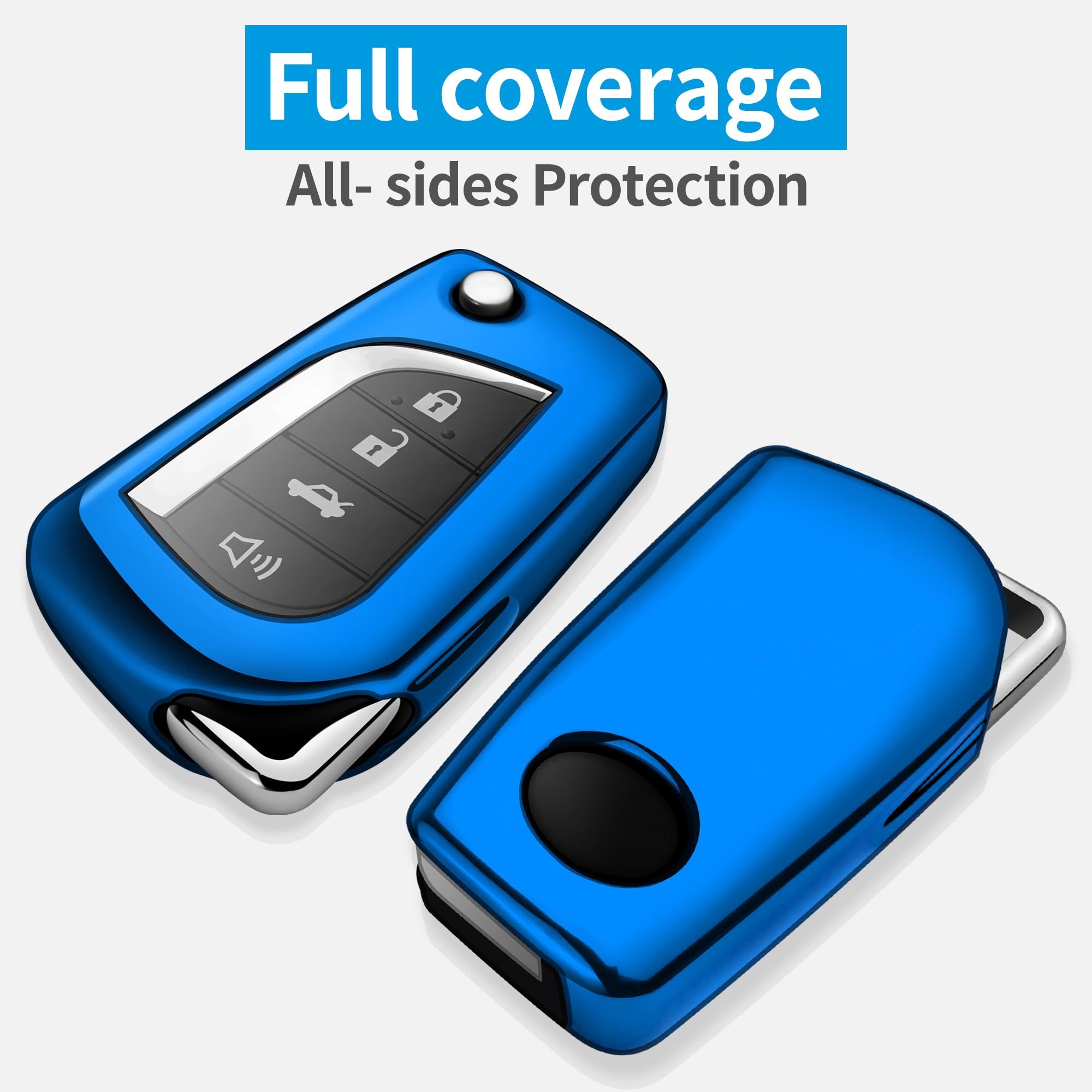 Premium Soft TPU Key Fob Cover for Toyota - Compatible with 2018-2020 Camry SE/LE, RAV4 SE, Corolla SE/LE Smart Key (Blue) - Durable Protection & Stylish Design for Everyday Use