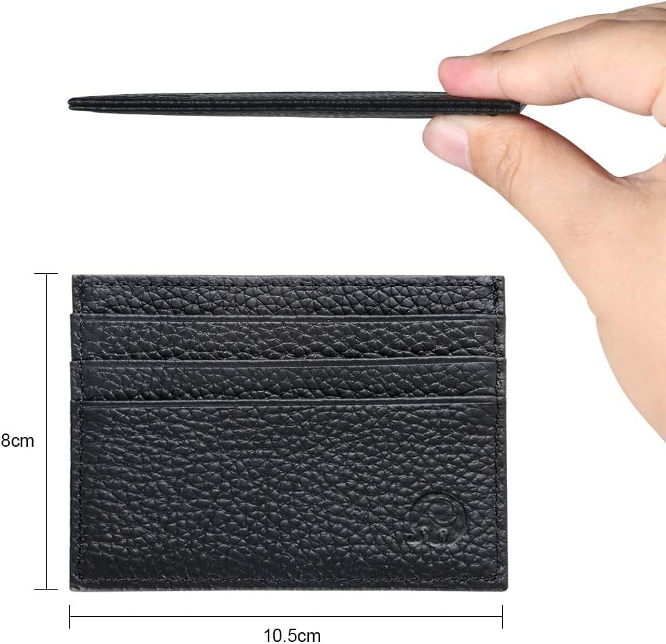 RFID Blocking Leather Credit Card Holder Wallet - Ultra Slim & Minimalist Front Pocket Wallet for Men & Women - 6 Card Slots + 1 Pocket (Black) | Perfect for Travel, Business & Everyday Use