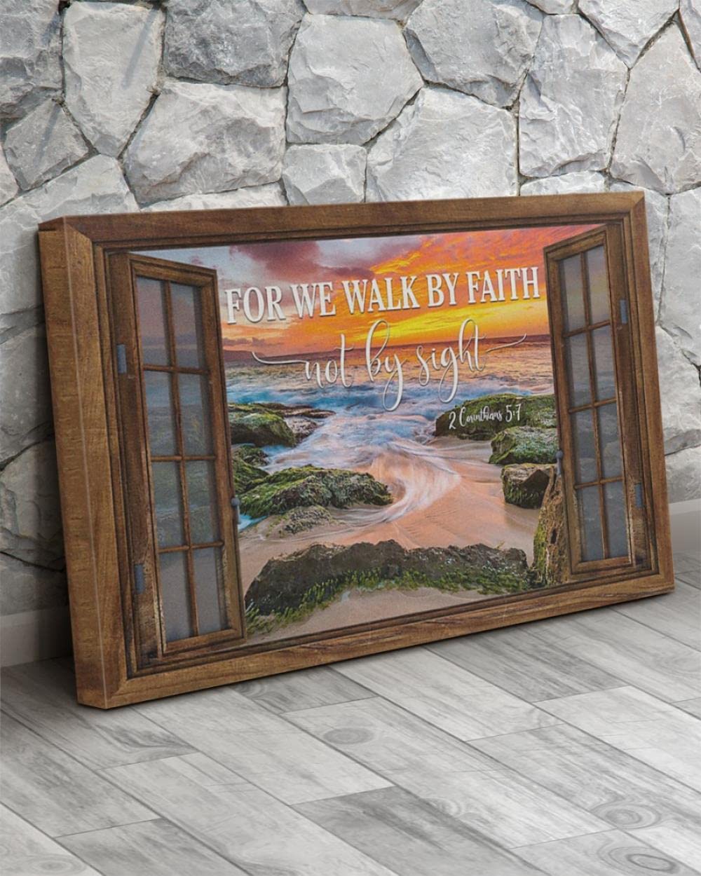 Inspiring 'For We Walk By Faith Not By Sight' Christian Canvas Wall Art - Jesus Religious Home Decor for Living Room, Bedroom & Church
