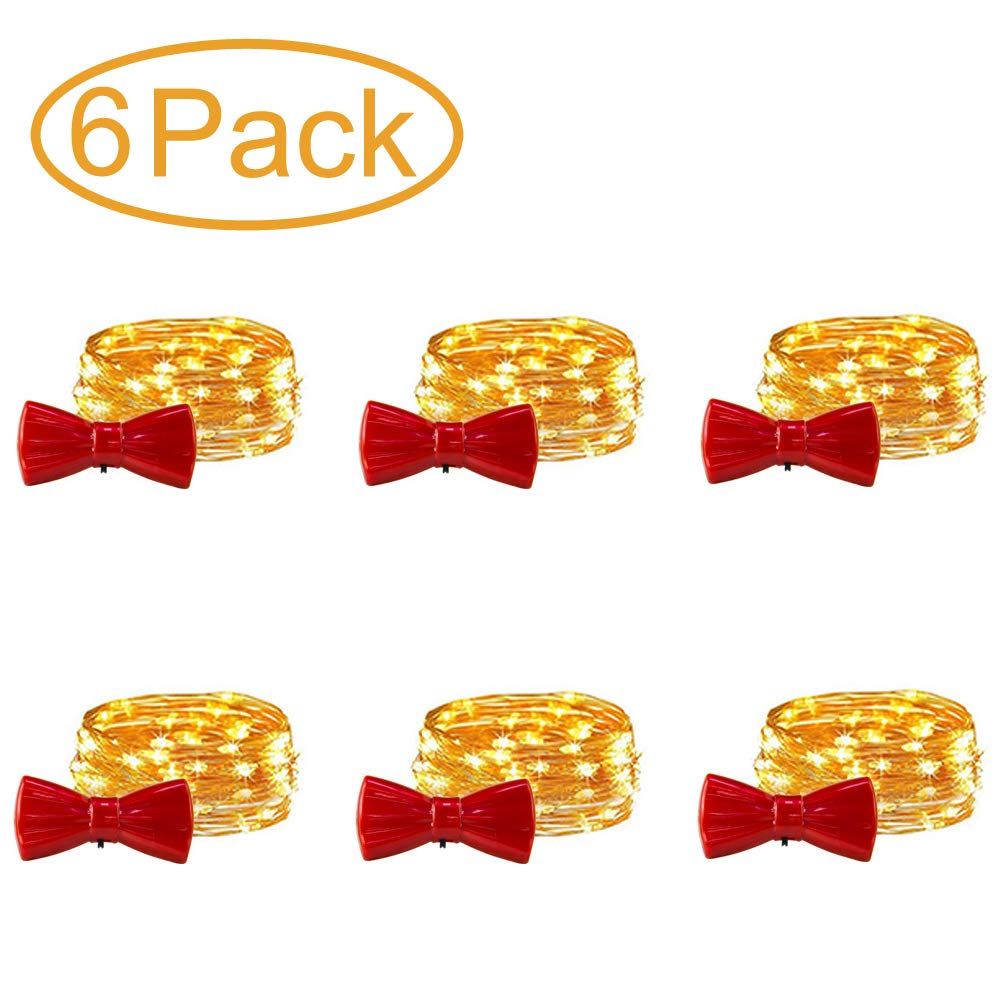 6 Pack 20LED Battery Operated Fairy Lights - Warm White Copper Wire Christmas String Lights for DIY Wedding, Party, Jars & Home Decor | Indoor/Outdoor Decoration for Bedroom, Garden & Holiday Festivals