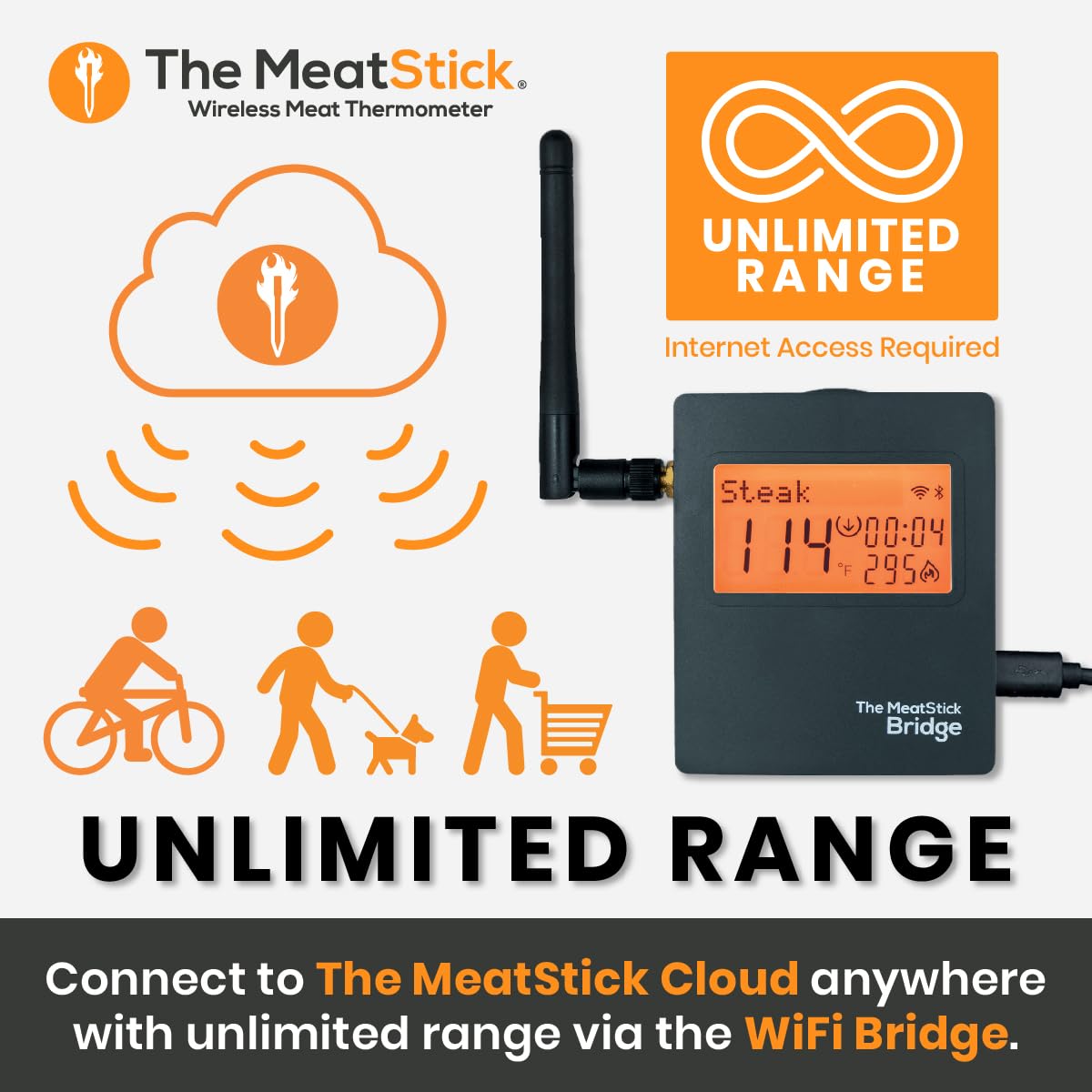 MeatStick WiFi Pro Set - 2-Probe Smart Wireless Meat Thermometer with Bluetooth | Unlimited Range Digital Food Probe for Smoking, Grilling, BBQ, Air Fryer, Deep Frying, Oven & Rotisserie | Perfect for Home Chefs & Outdoor Cooking Enthusiasts