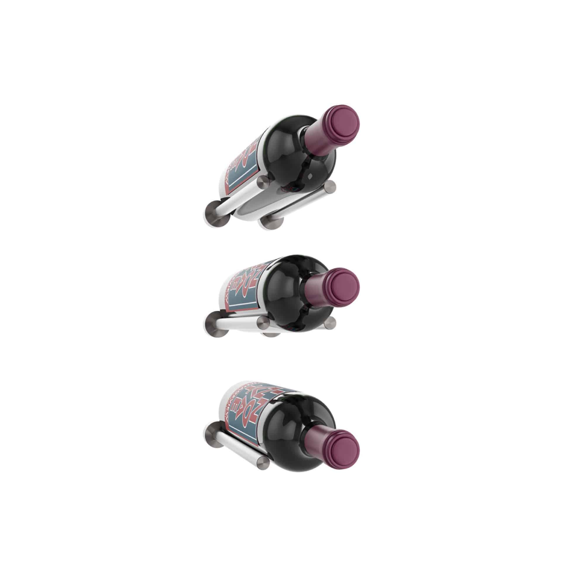 Vino Rails 3 Bottle Wine Rack - Space Saving 3x1 Grid Design for Kitchen, Bar & Dining Room Storage