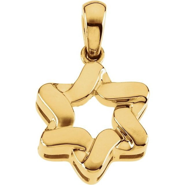14K Solid Gold Star of David Pendant - 23x17.5mm Sterling Silver Jewish Necklace Charm - Perfect for Hanukkah Gifts, Bar Mitzvah Celebrations & Religious Jewelry Collection