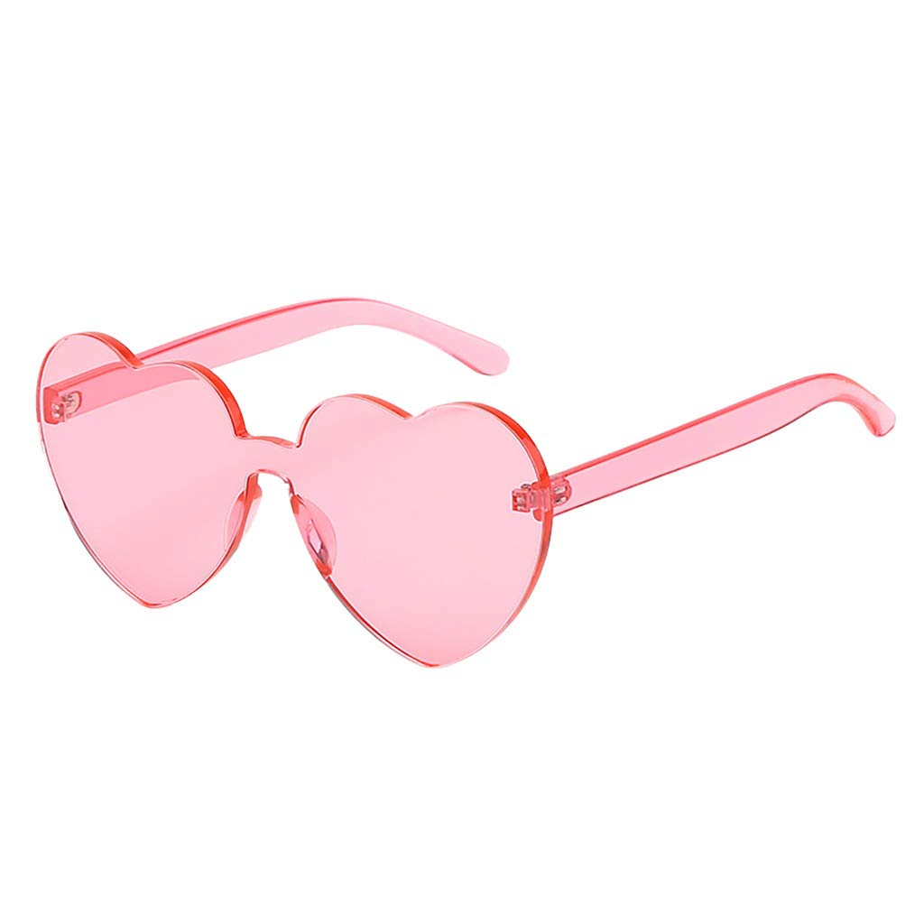 Trendy Heart Sunglasses for Women - Rimless Transparent Candy Color Love Glasses | Perfect for Summer Beach, Pool Party & Festival Fashion Accessories