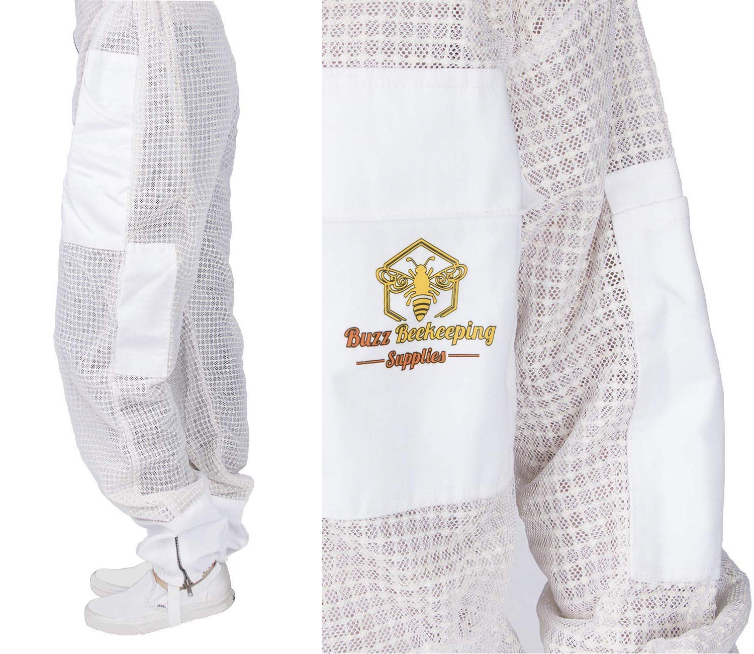 Premium Ventilated Beekeeping Suit with Goatskin Gloves & Bee Stickers - YKK Metal Zippers for Men & Women - Total Protection Beekeeping Gear with Self-Supporting Round Veil - 8 Pockets & Easy On/Off Design (XS) - Perfect for Beekeeping, Honey Harvesting & Apiary Work