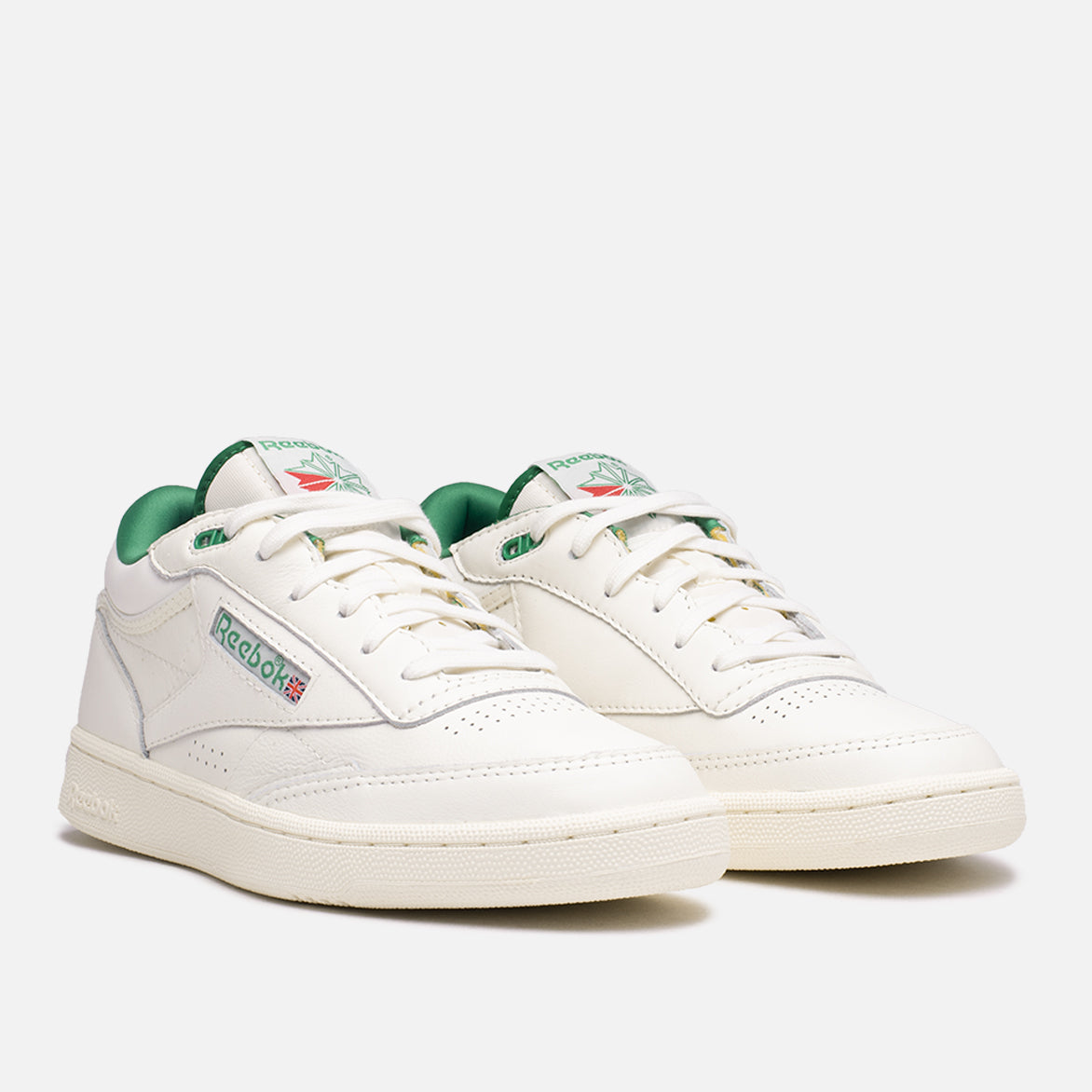 CLUB C MID II VINTAGE Sneakers - White & Green Retro Basketball Shoes for Men | Perfect for Casual Wear, Street Style & Vintage Fashion
