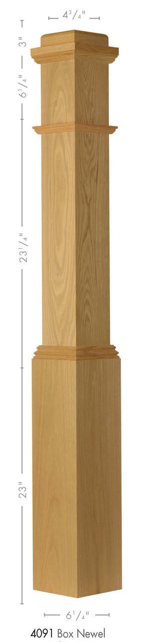 4091 Poplar Wood Newel Post - Durable Staircase Railing Support for Home & Deck Stairs
