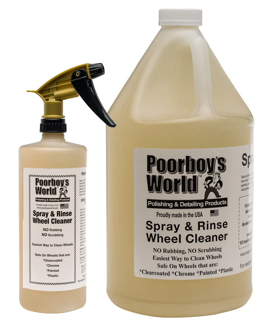 Poorboy's World Spray & Rinse Wheel Cleaner - Heavy Duty Alloy & Chrome Wheel Cleaner for Cars, Trucks & Motorcycles | Removes Brake Dust & Road Grime | Perfect for Auto Detailing & Car Wash