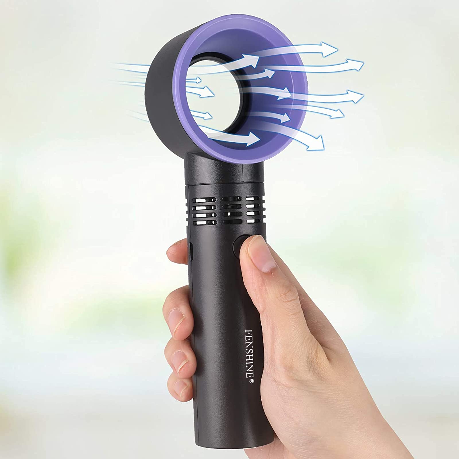 Portable USB Rechargeable Mini Bladeless Handheld Fan - Eyelash Extension Dryer & Air Conditioning Blower | Essential Lash Tool for Salons & Home Use | Perfect for Eyelash Technicians & DIY Beauty (Black)