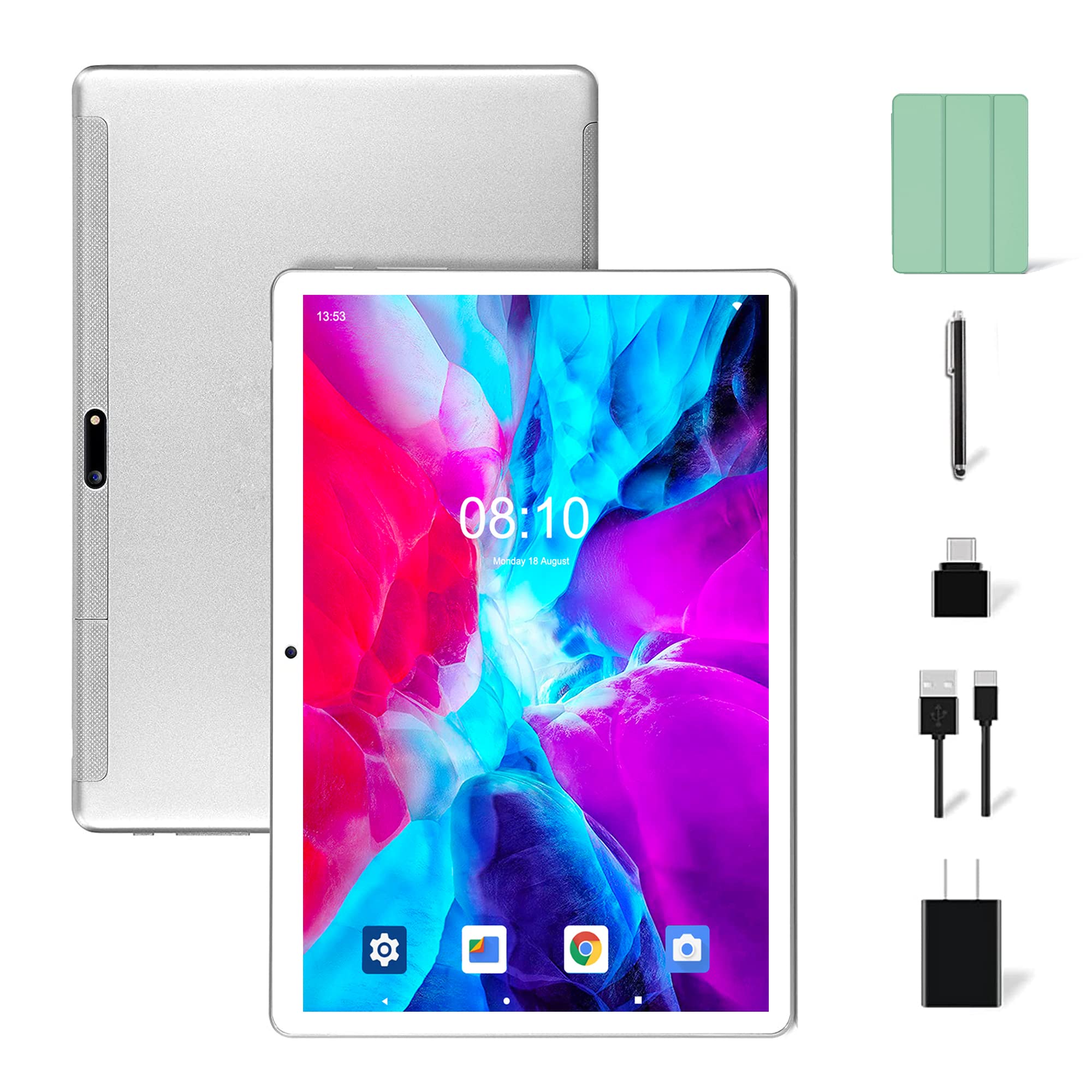 Thunrlge 10 Inch Android 11 Tablet - 64GB Storage, Dual SIM, HD Display - Perfect for Online Learning, Business & Entertainment