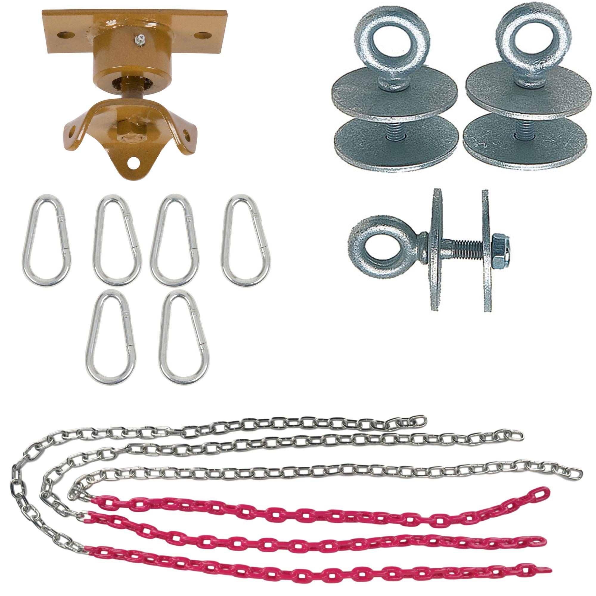 Heavy Duty Tire Swivel Kit for Swing Sets - Pink (SSS-0303-PK) with Free SSS Logo Sticker | Durable Outdoor Playground Equipment for Kids Backyard & Park