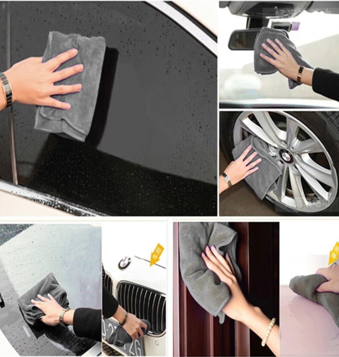 EZZY Premium Microfiber Cleaning Cloth 40x40cm (16x16 Inches) - 350 GSM Ultra Soft & Highly Absorbent Multipurpose Cloth for Kitchen, Windows, Cars & Electronics - Perfect for Streak-Free Cleaning & Dusting (2-Pack)
