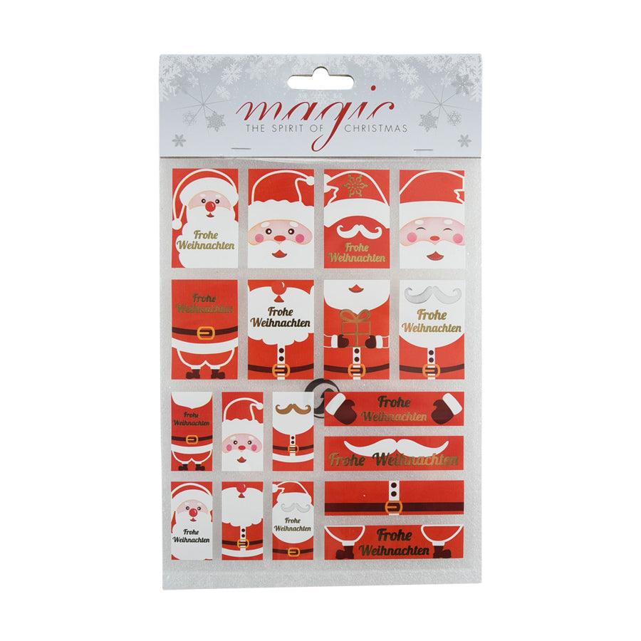 INGE Christmas Gift Labels - Santa Claus & Snowman Design - 20 cm Adhesive Stickers for Holiday Presents, Cards & DIY Crafts