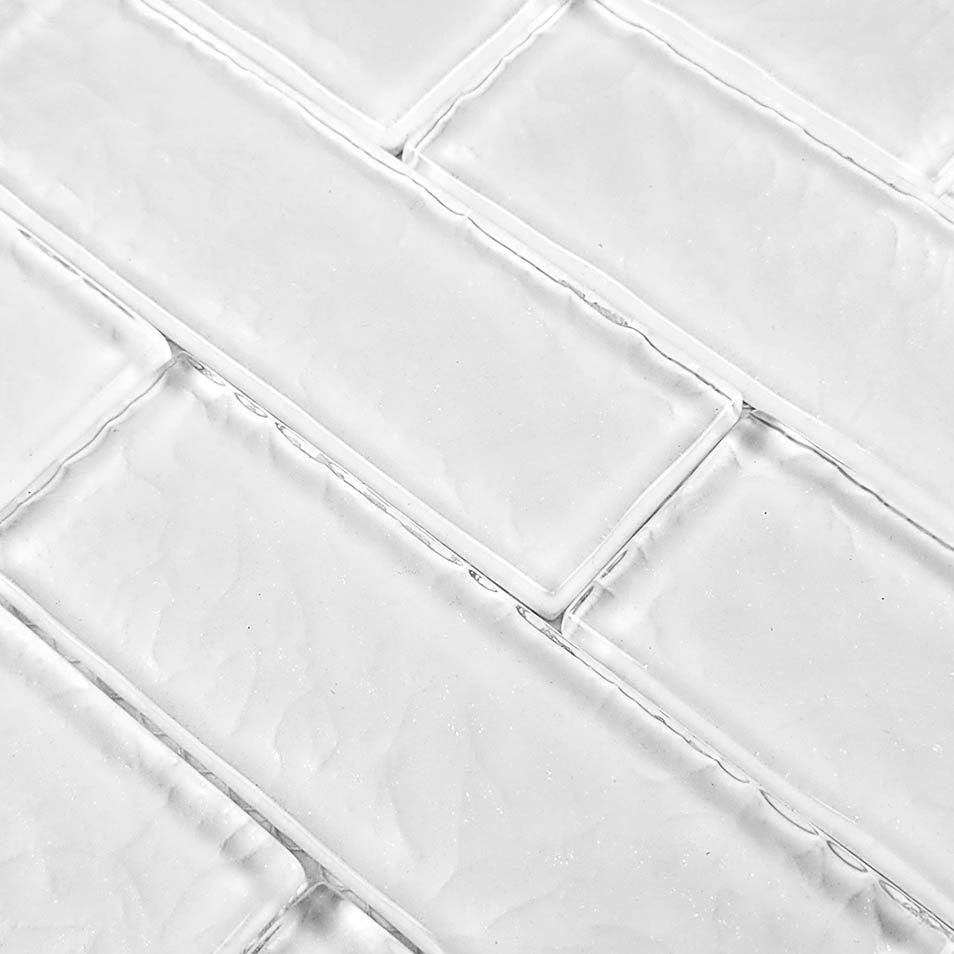 White 2x6 Surfaced Glass Tile - Perfect for Kitchen Backsplash, Bathroom Walls & Pool Designs