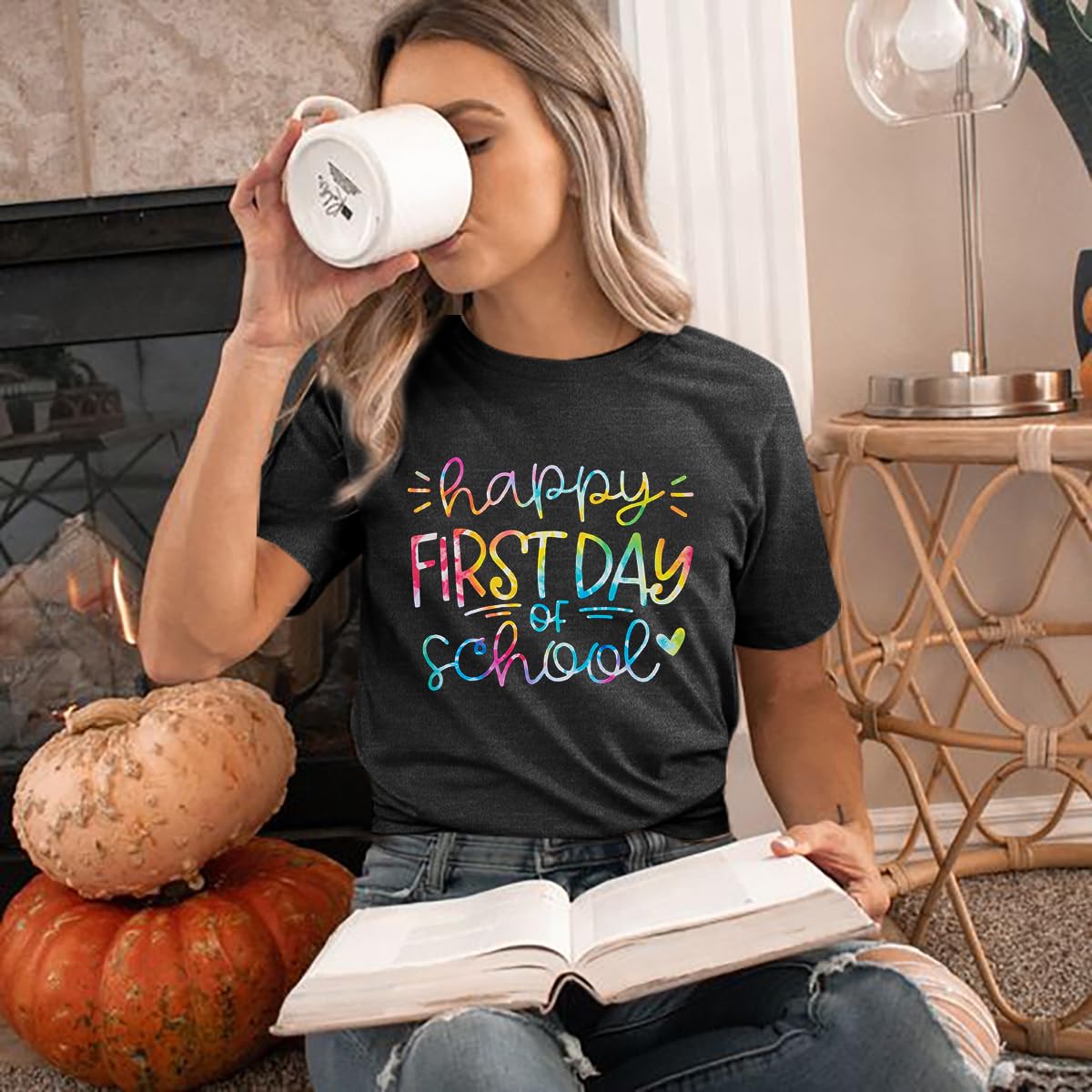 First Day of School Shirt for Women - Cute Teacher Life T-Shirt - Back to School Gift Tee for Teachers & Students - Perfect for Classroom, School Events & Teacher Appreciation