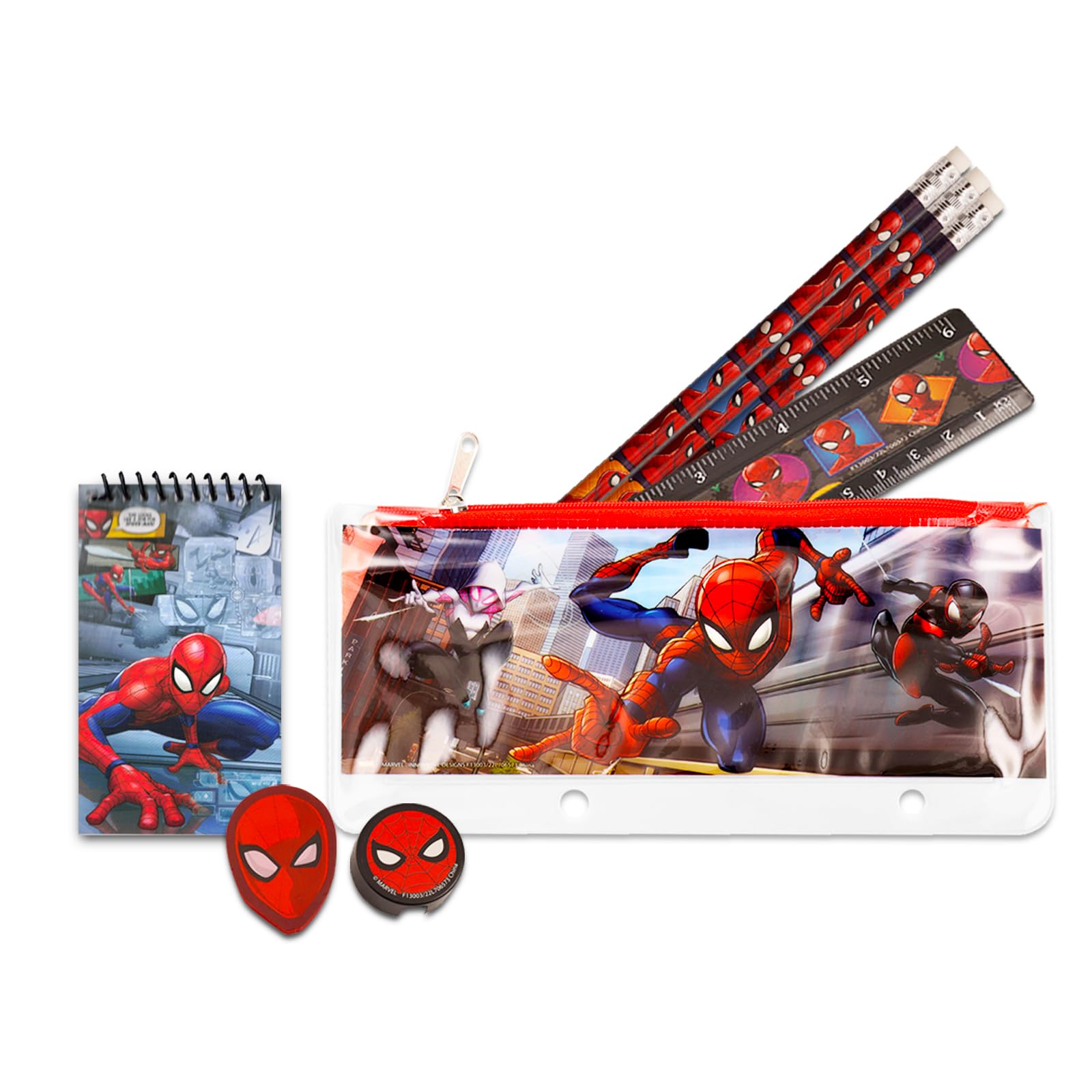 Marvel Spiderman School Supplies Set - Bundle With Spiderman Folder, Notebook, Erasers, Stickers, Pencils & More | Avengers Back to School Essentials for Kids, Boys & Girls | Perfect for Classroom, Homework & Gift Giving