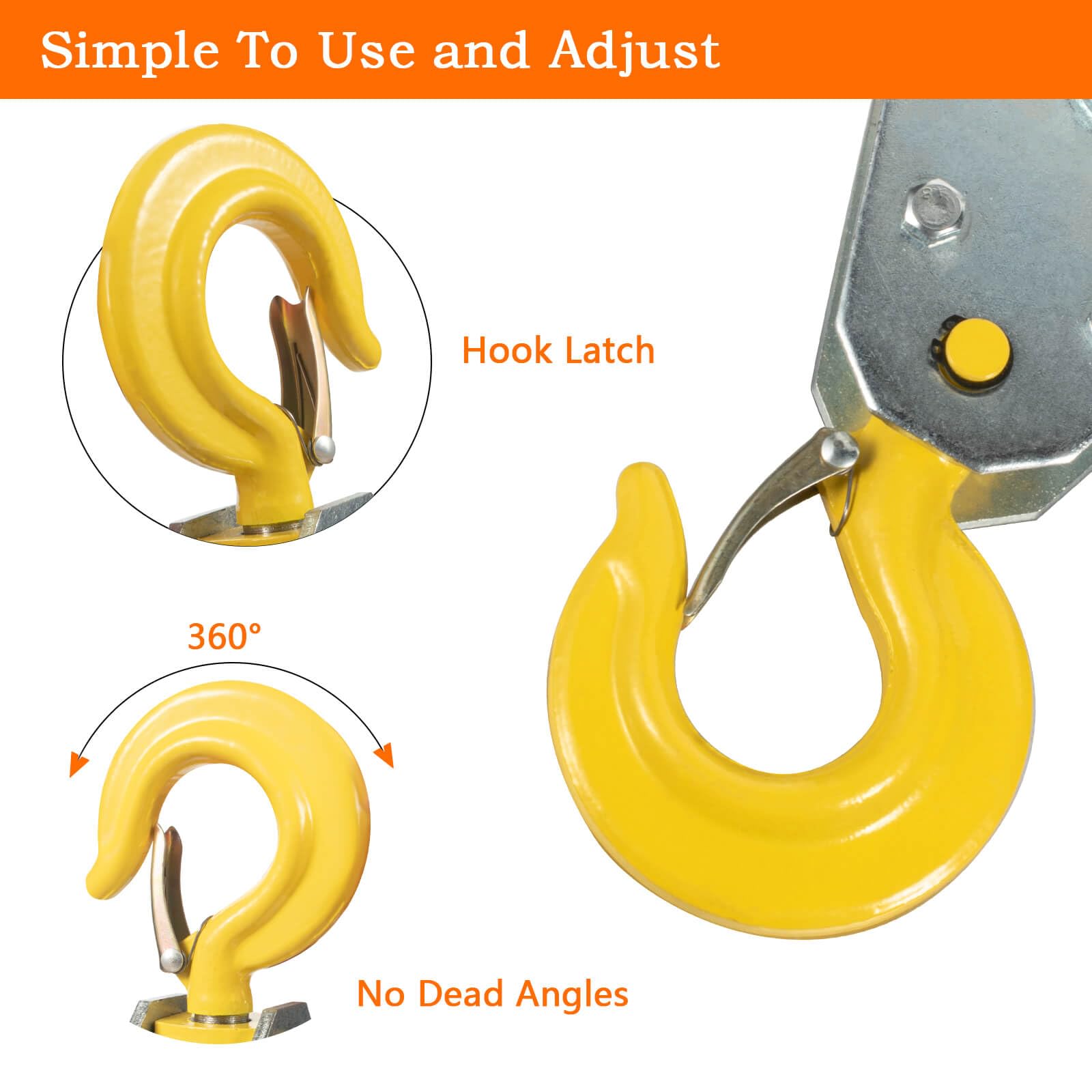 3Ton Heavy Duty Snatch Block with Hook for 5/8