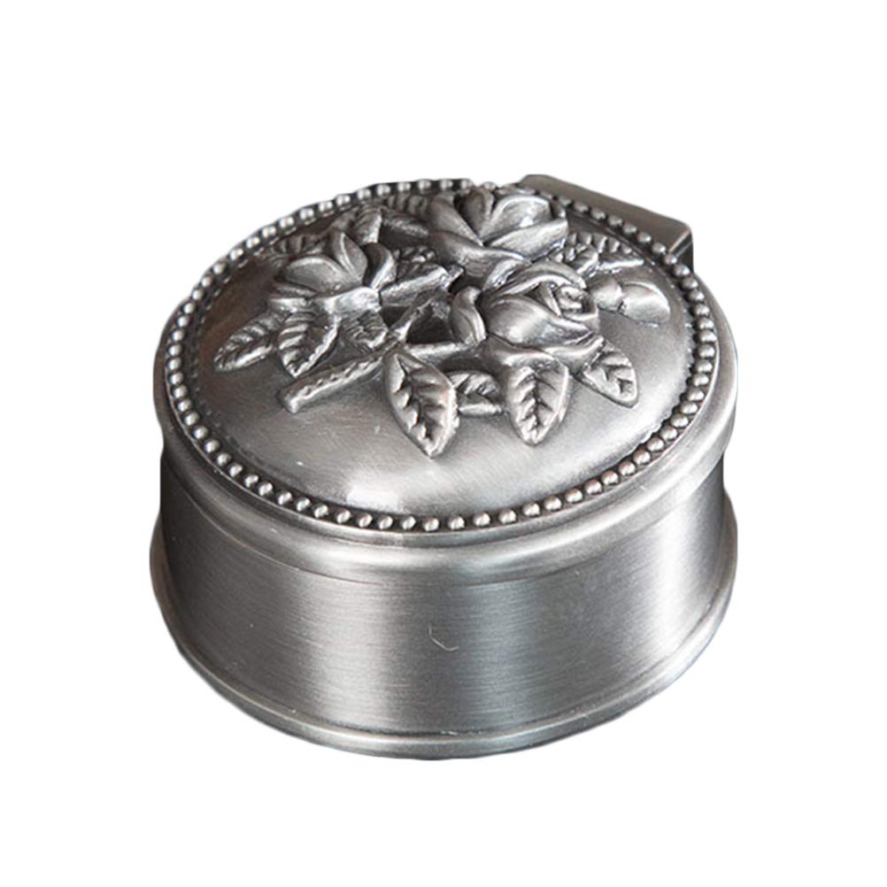 Vintage Mini Trinket Box with Antique Flower Pattern - Alloy Jewelry Organizer for Necklaces, Bracelets & Earrings - Perfect for Home Decor, Gift Giving & Travel Storage