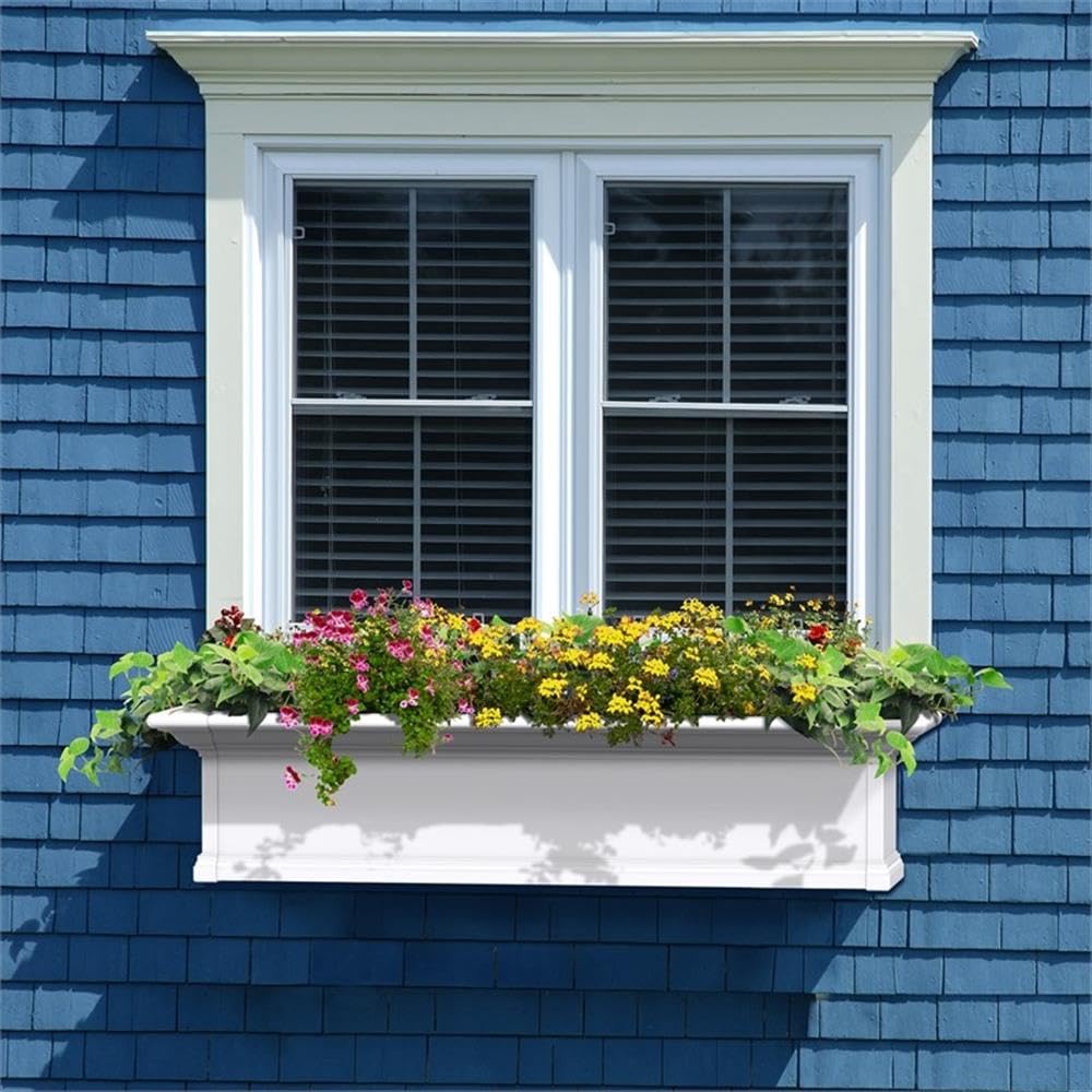 48 Inch White Yorkshire Window Box - Perfect for Indoor & Outdoor Planters, Balcony Decor, and Garden Flower Arrangements