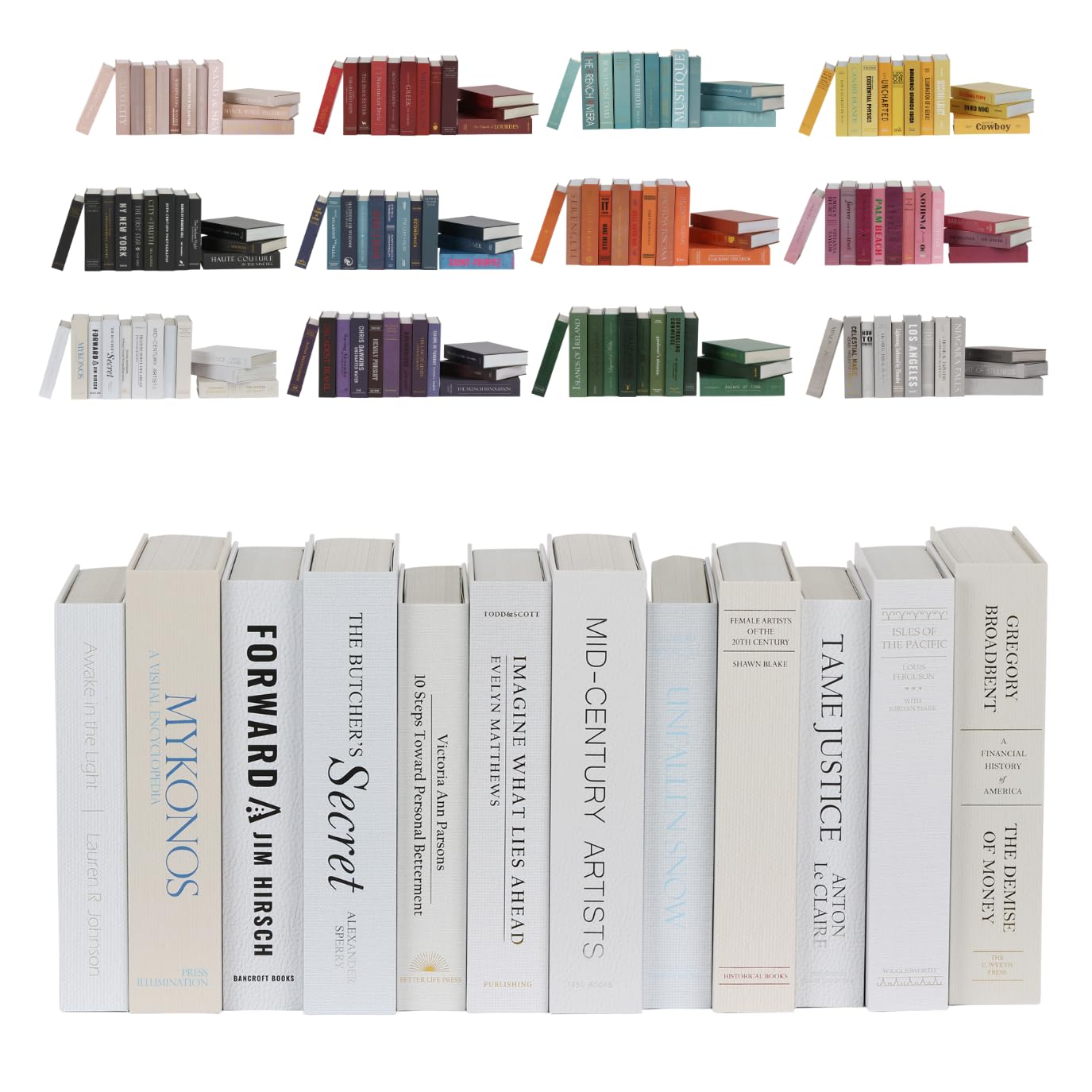 12 Decorative Faux Books Set - Vintage Style Bookshelf Decor for Living Room, Coffee Table & Entryway - White Home Accents for Bookshelf Staging, Housewarming Gifts & Interior Design