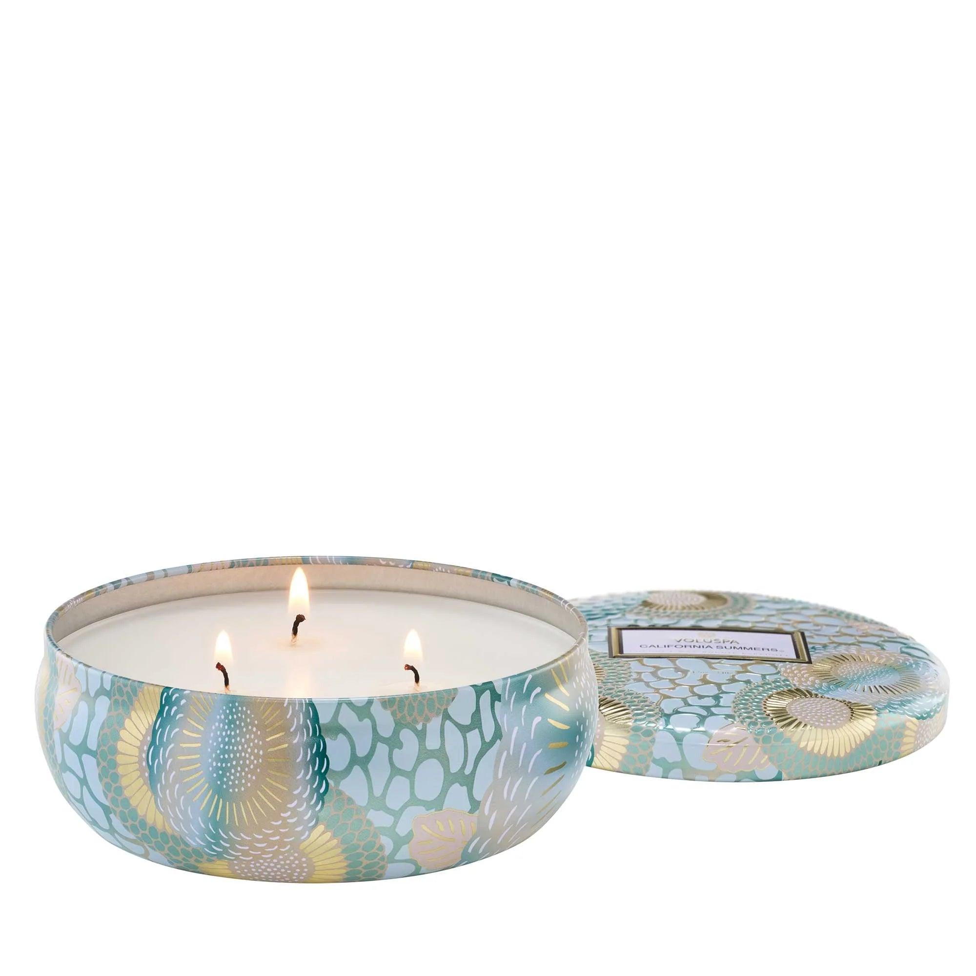 California Summers 3-Wick Tin Candle - Scented Soy Wax Candle for Home, Relaxation & Aromatherapy - Perfect for Living Room, Bedroom & Bathroom Decor